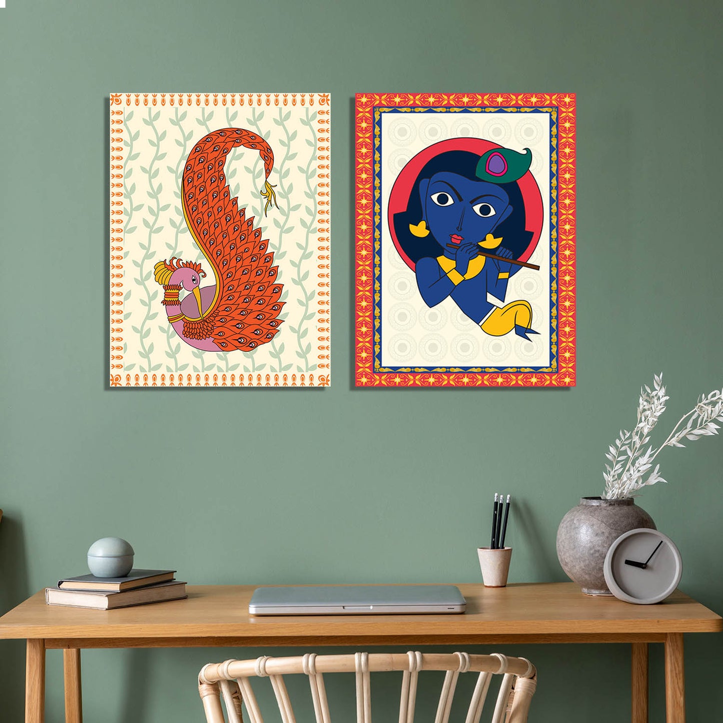 Traditional Indian Folk Art Gond Art Canvas Prints For Home Decor Wall Decor