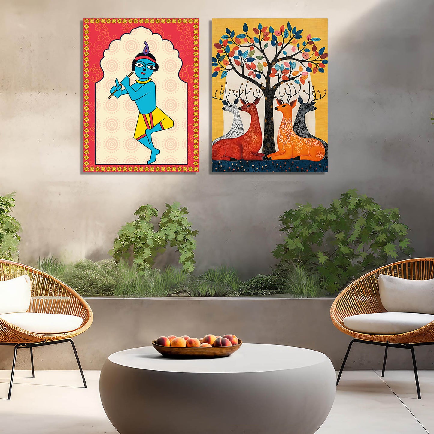 Traditional Indian Folk Art Gond Art Canvas Prints For Home Decor Wall Decor