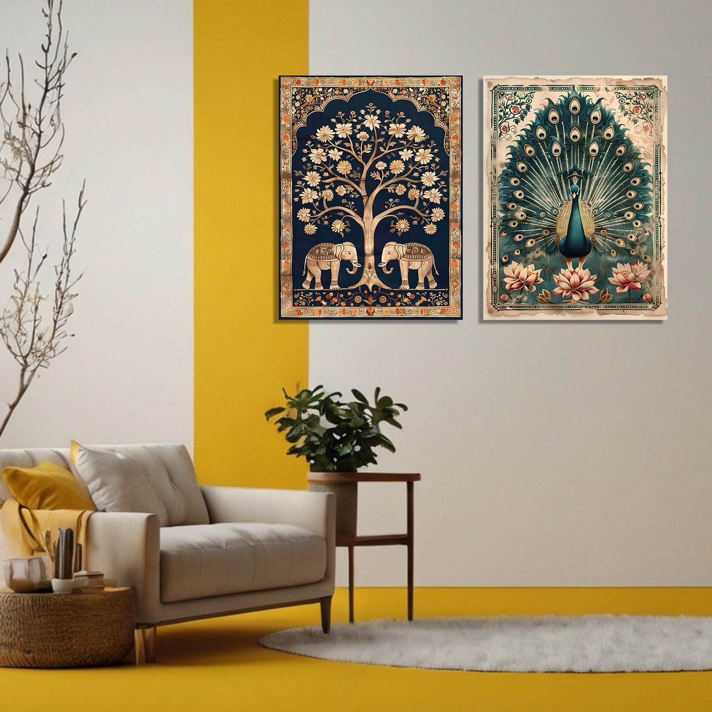 Traditional Indian Folk Art Kalamkari Art Canvas Prints For Home Decor Wall Decor