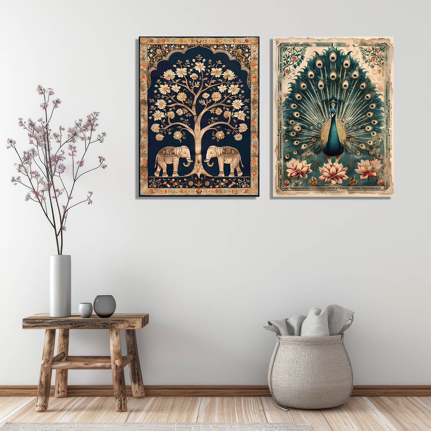 Traditional Indian Folk Art Kalamkari Art Canvas Prints For Home Decor ...