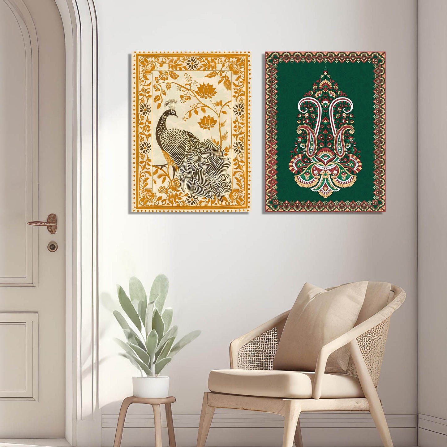 Traditional Indian Folk Art Kalamkari Art Canvas Prints For Home Decor Wall Decor