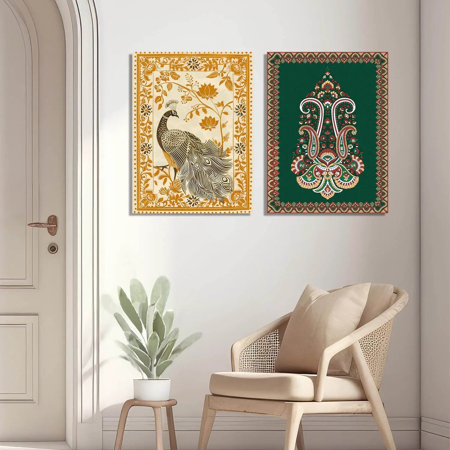 Traditional Indian Folk Art Kalamkari Art Canvas Prints For Home Decor Wall Decor