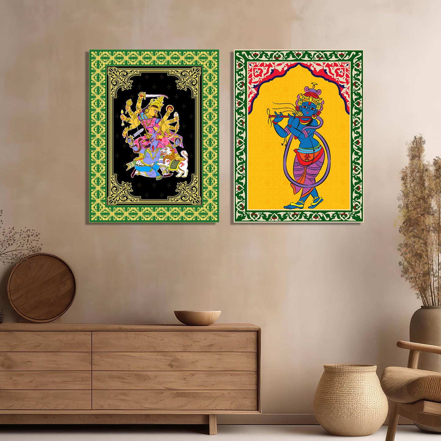 Traditional Indian Pattachitra Art Canvas Prints For Home Decor Wall Decor