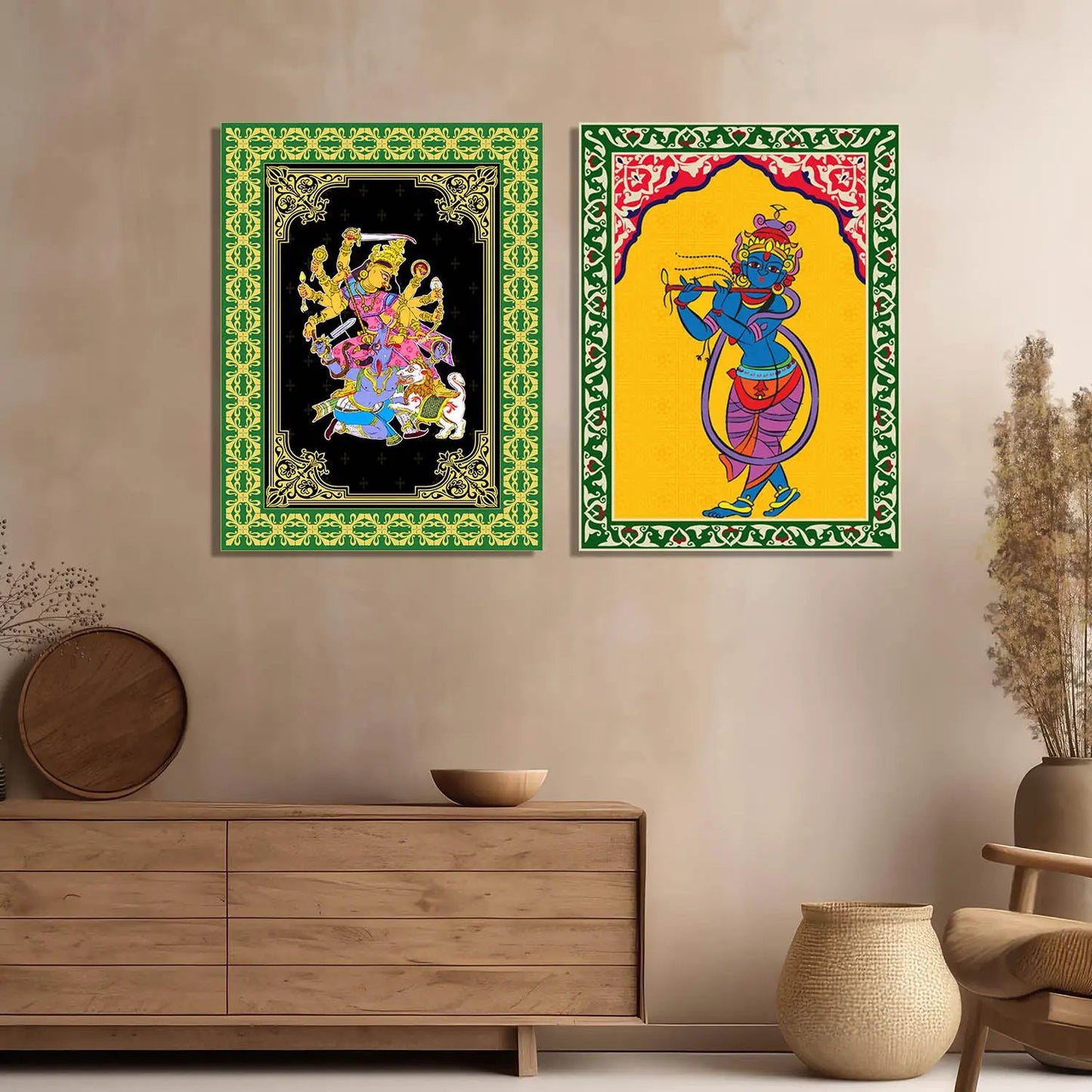 Traditional Indian Pattachitra Art Canvas Prints For Home Decor Wall Decor