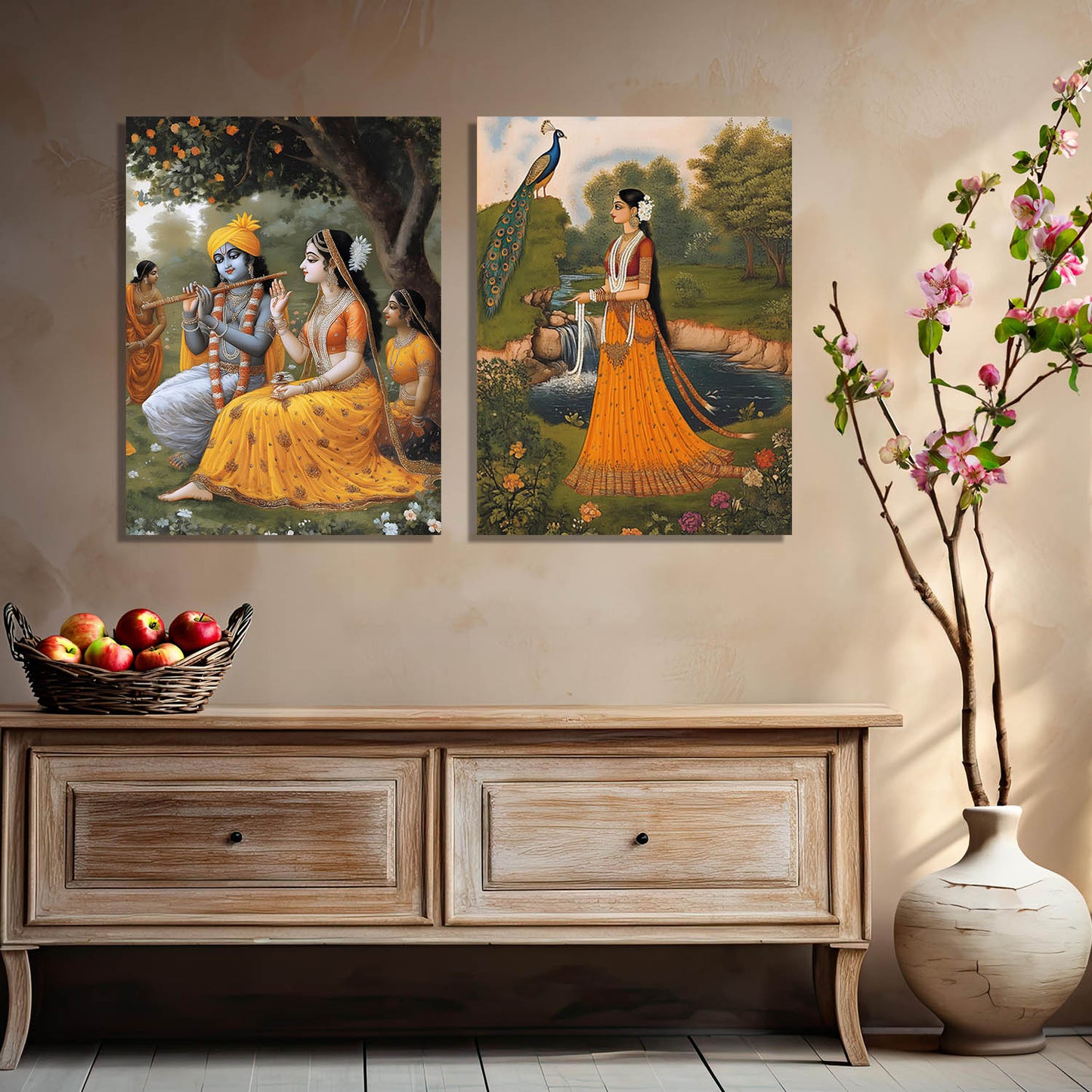 Folk Art Kangra Painting Art Canvas Prints For Home Decor Wall Decor