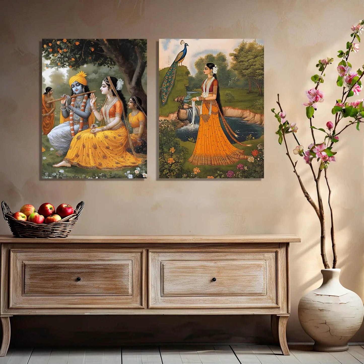 Folk Art Kangra Painting Art Canvas Prints For Home Decor Wall Decor