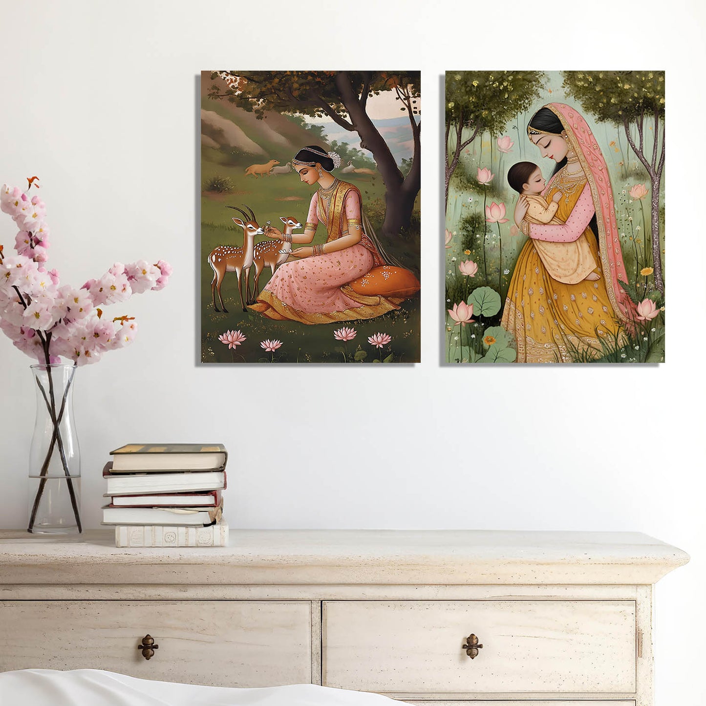 Folk Art Kangra Painting Art Canvas Prints For Home Decor Wall Decor