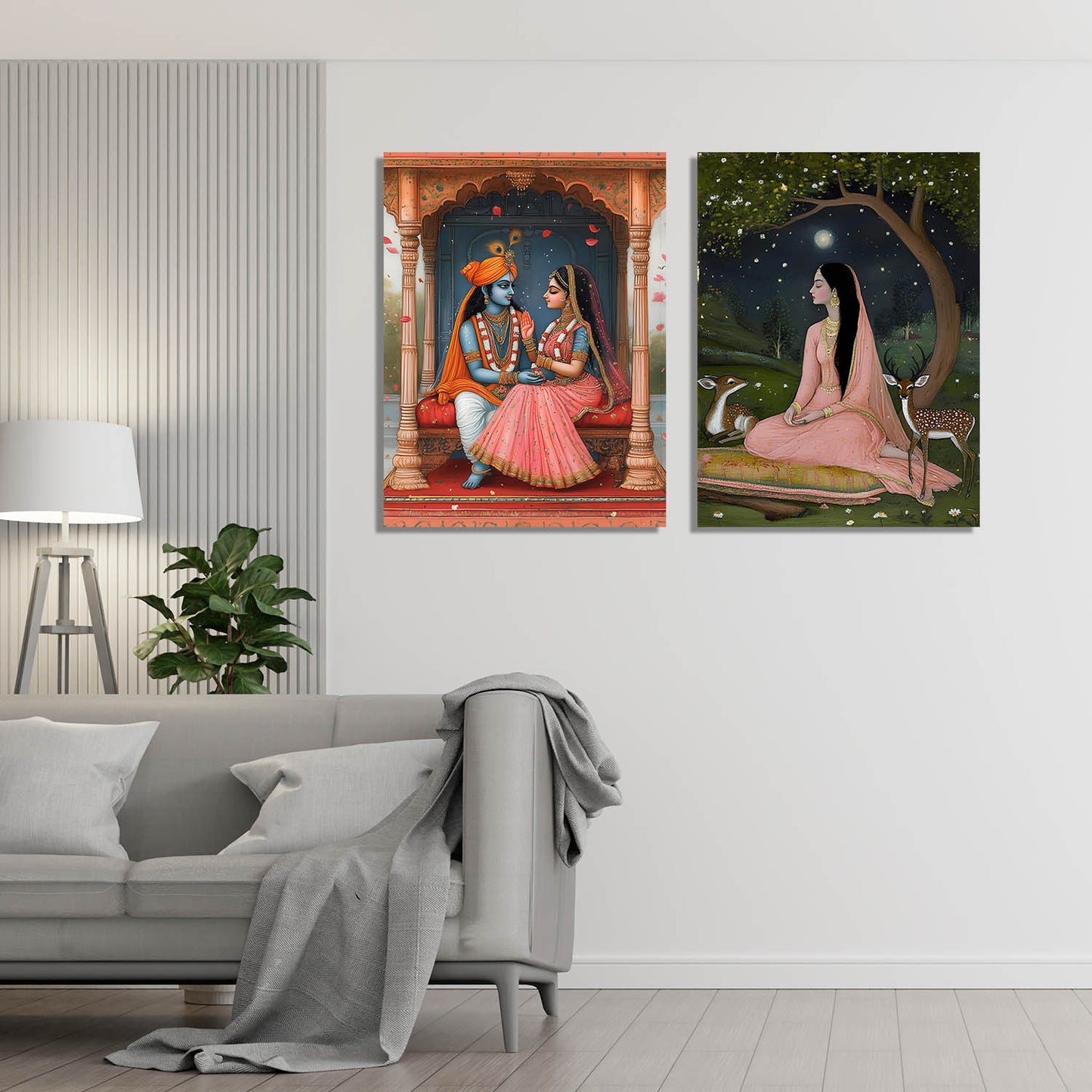 Folk Art Kangra Painting Art Canvas Prints For Home Decor Wall Decor