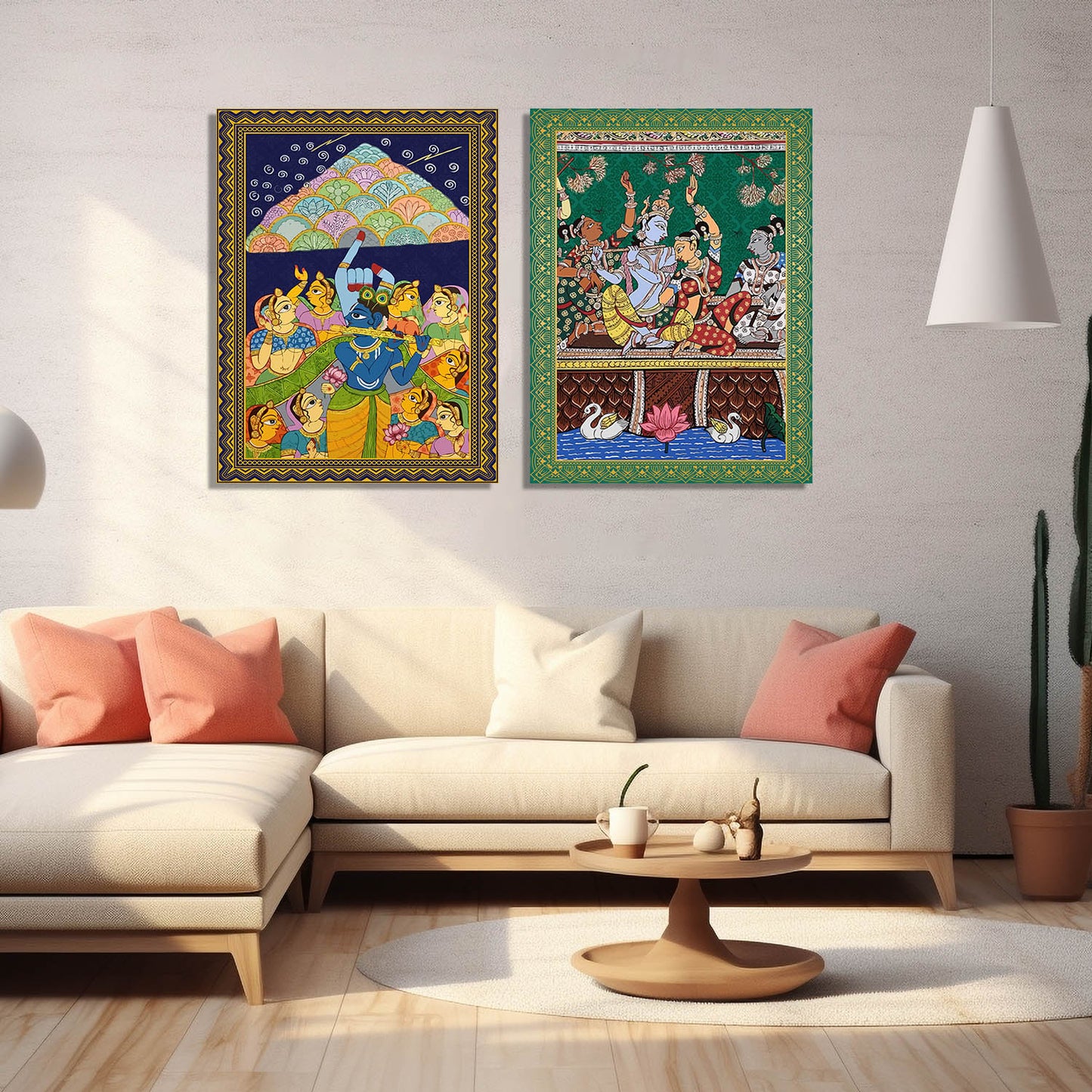 Traditional Indian Folk Phad Art Canvas Prints For Home Decor Wall Decor