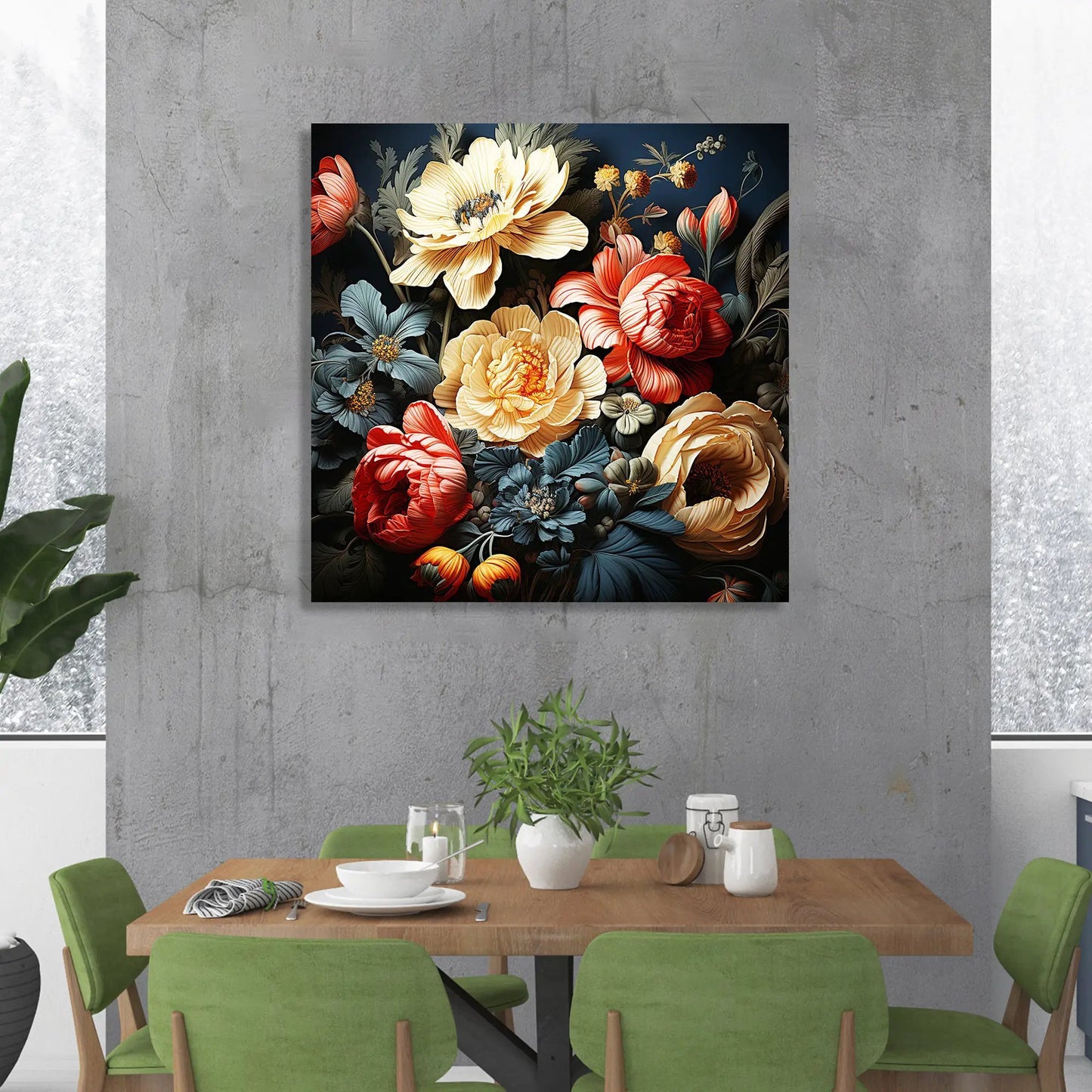 Vibrant Floral Canvas Print for Living Room Bedroom Home and Office Wall Decor