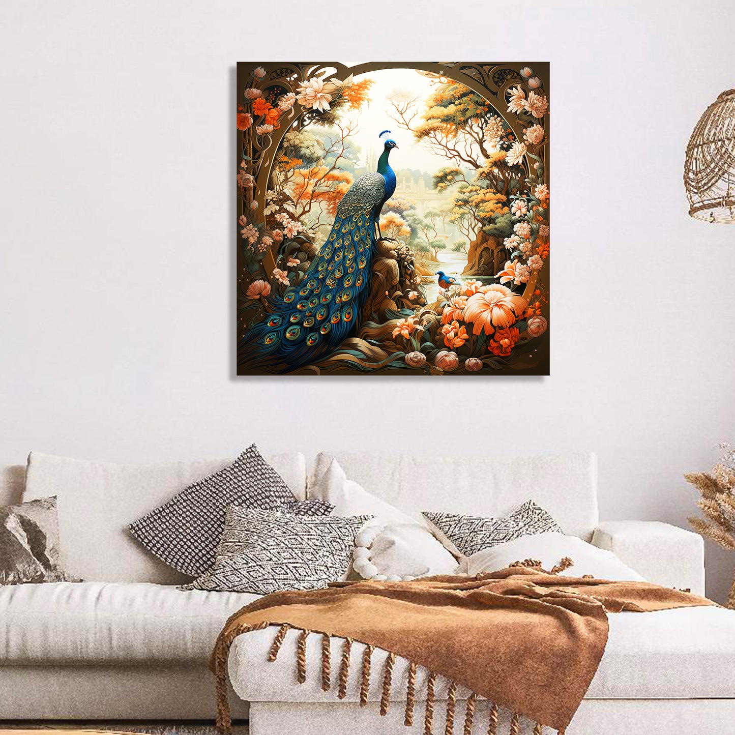 Nature Inspired Beautiful Peacock Canvas Print for Living Room Bedroom Home and Office Wall Decor