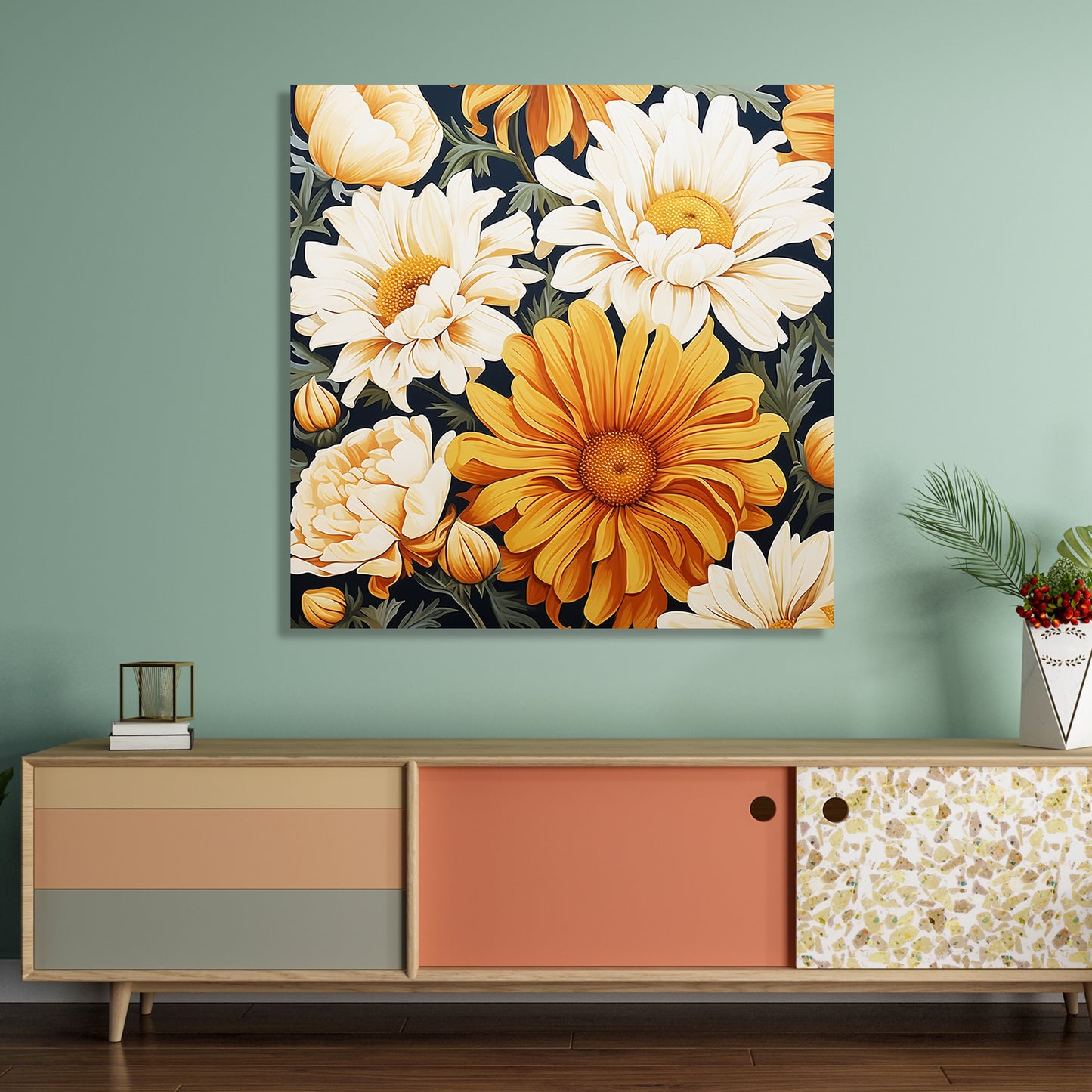 Vibrant Floral Canvas Print for Living Room Bedroom Home and Office Wall Decor