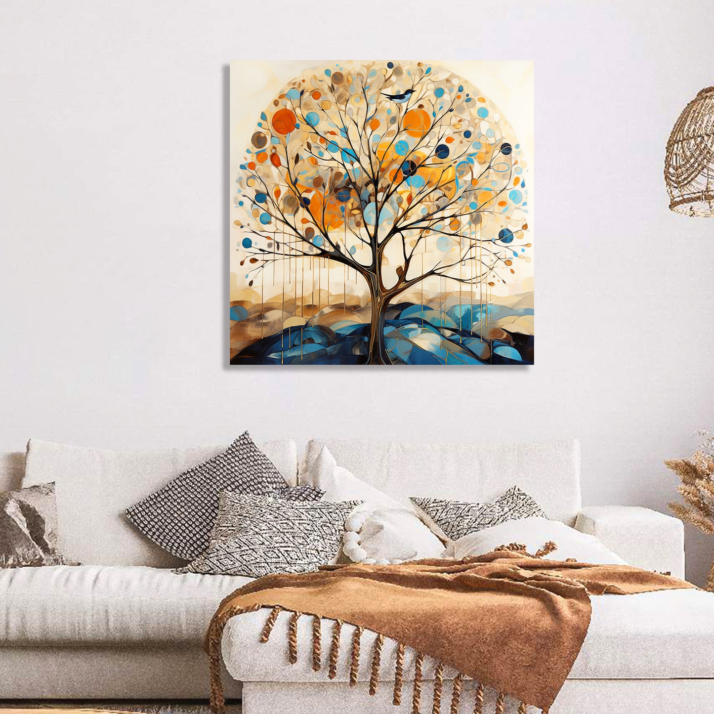 Nature Inspired Vibrant Tree Canvas Print for Living Room Bedroom Home and Office Wall Decor