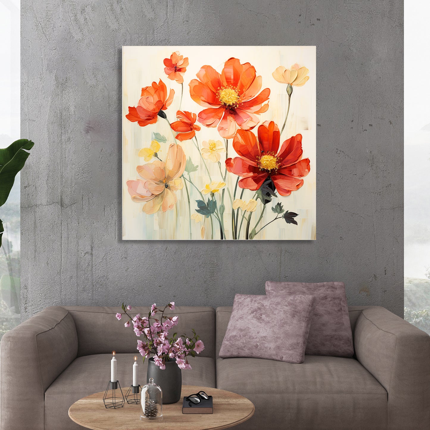 Vibrant Floral Canvas Print for Living Room Bedroom Home and Office Wall Decor