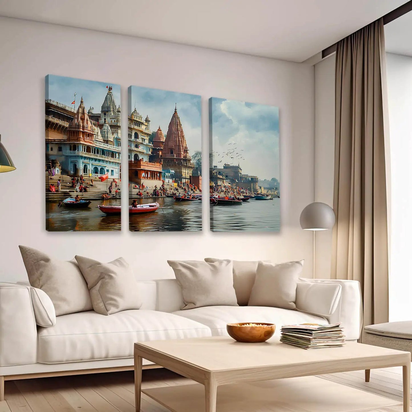 Banaras Ghat Canvas Art Print Set For Home Decor