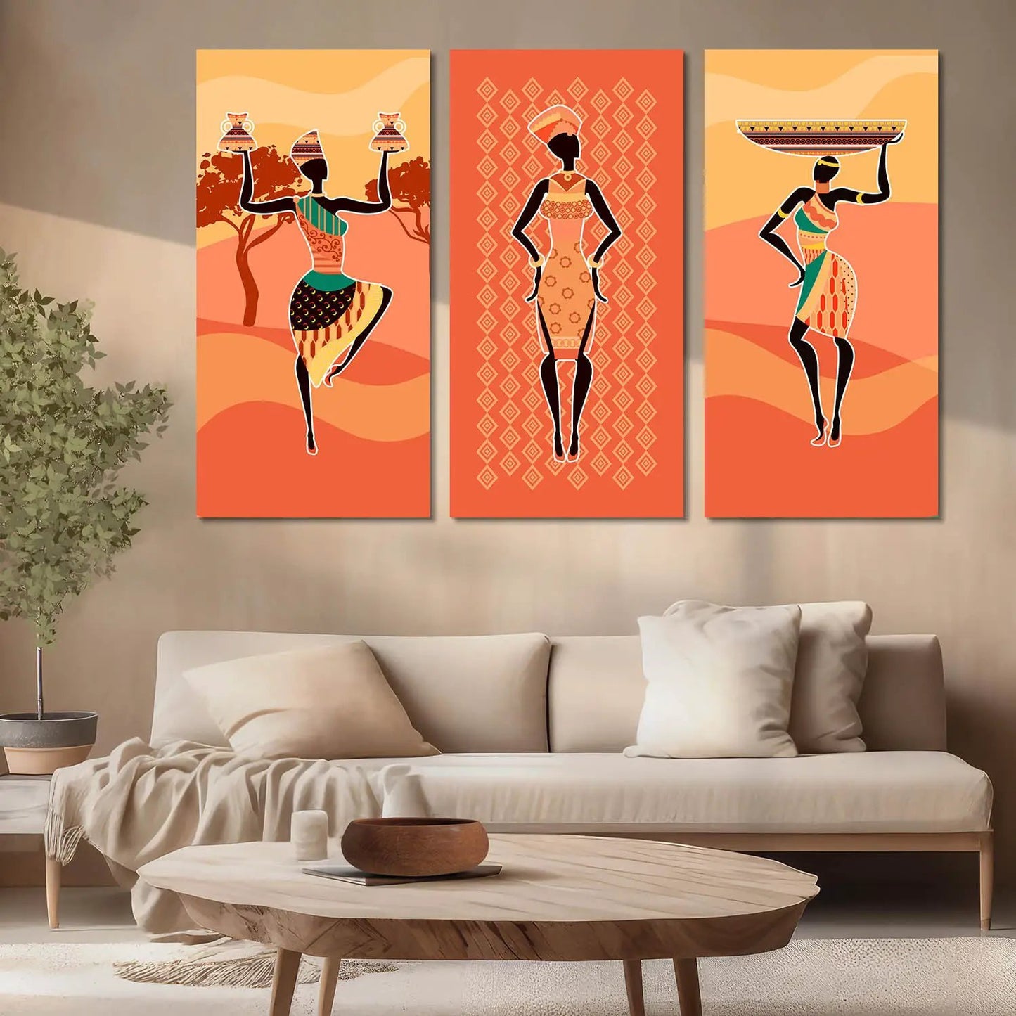 Warli Art Canvas Art Print Set For Home Décor