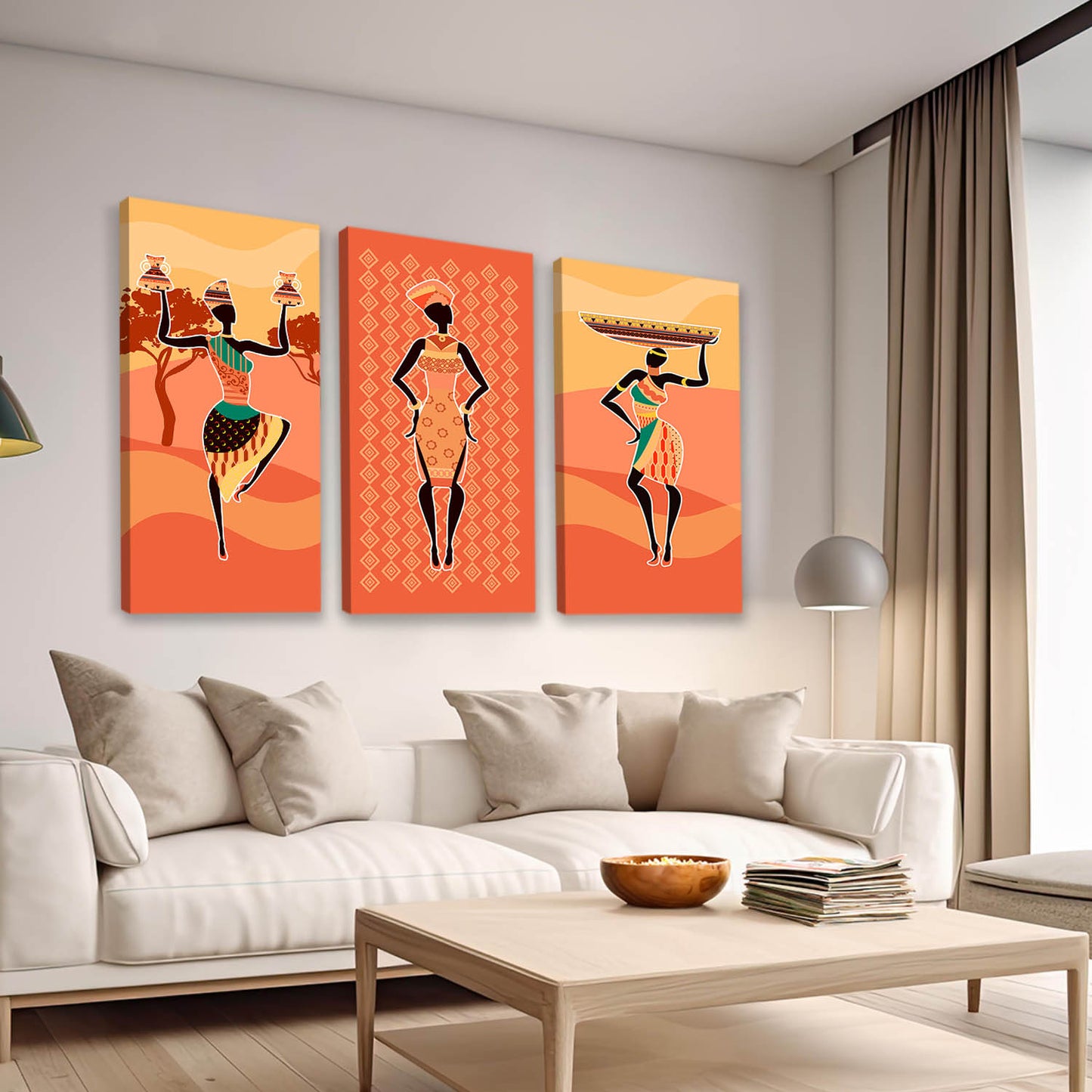 Warli Art Canvas Art Print Set For Home Décor