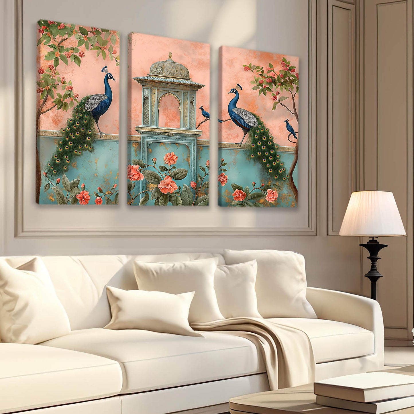 Traditional Peacock Art Wall Canvas For Home Décor And Living Room