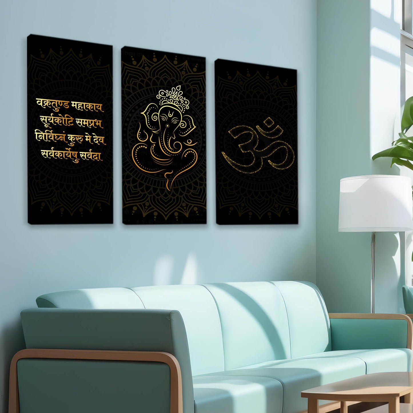 Religious Ganesh Ji Wall Canvas Art Print Set For Home Décor
