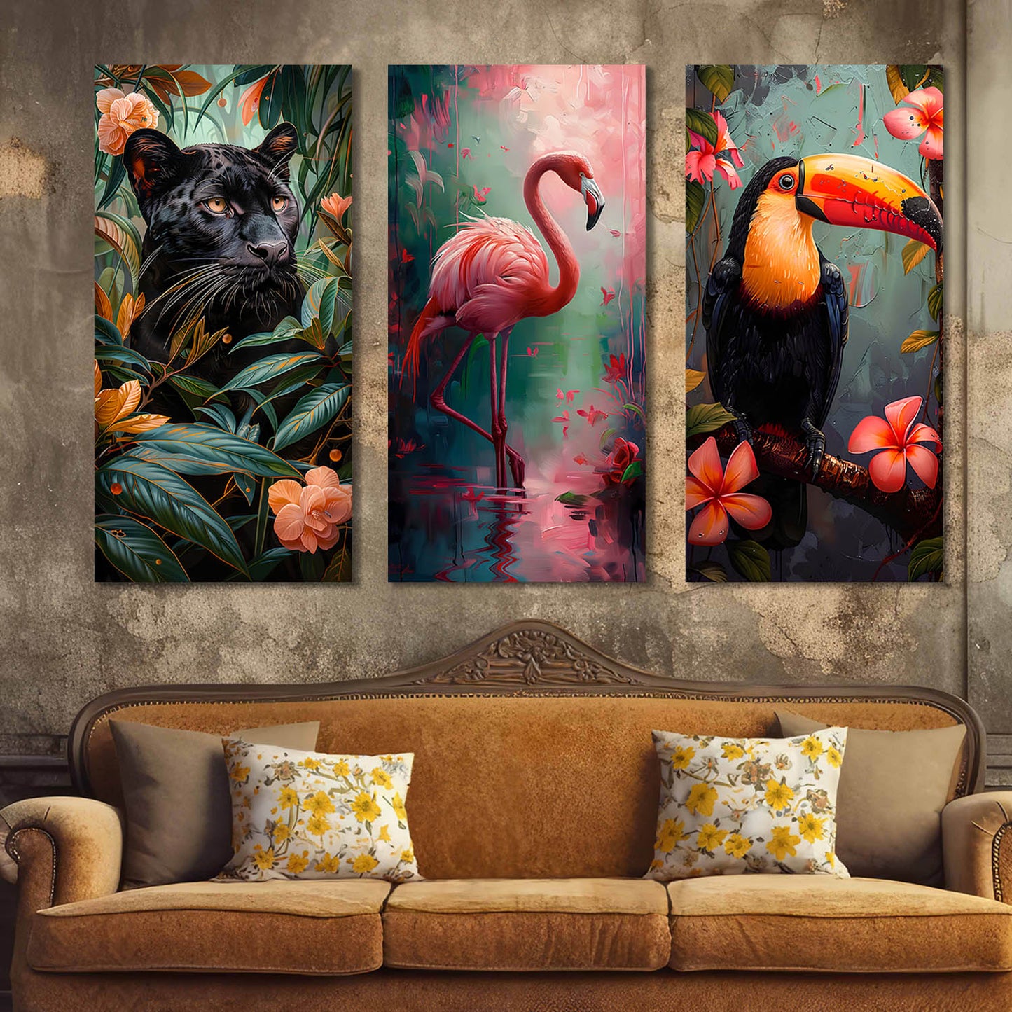 Vibrant Birds Canvas Wall Print for Wall Decoration