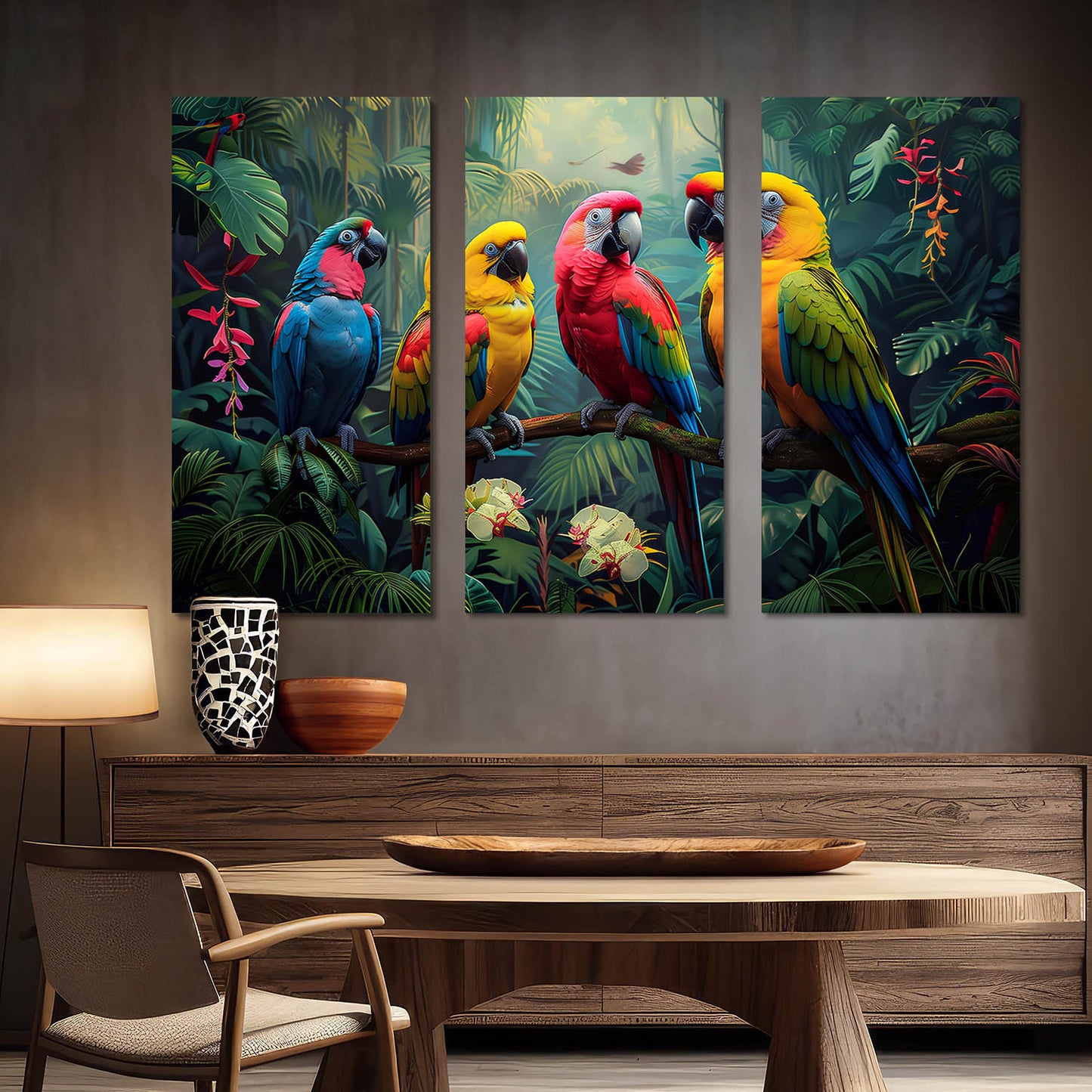 Vibrant Birds Canvas Wall Print for Wall Decoration