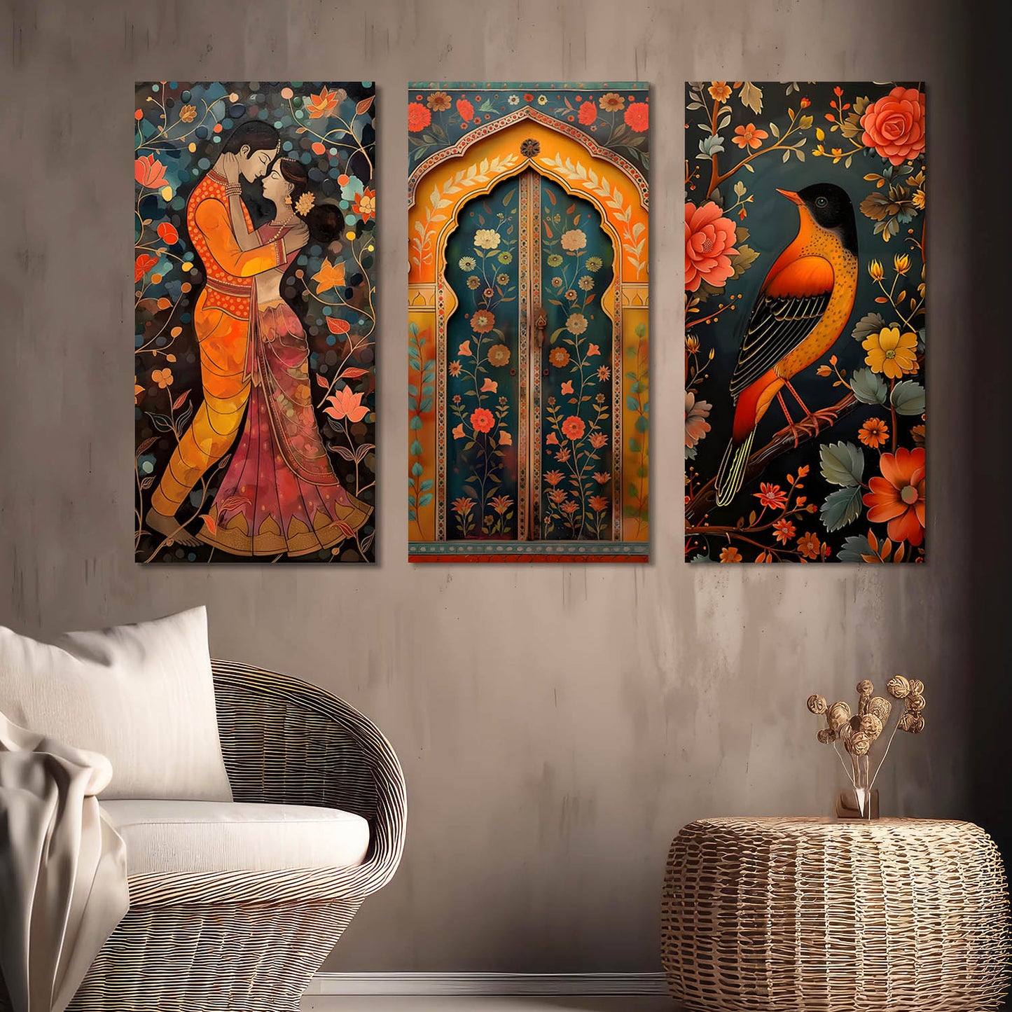 Madhubani Canvas Art Print Wall Print for Living Room Wall Decoration