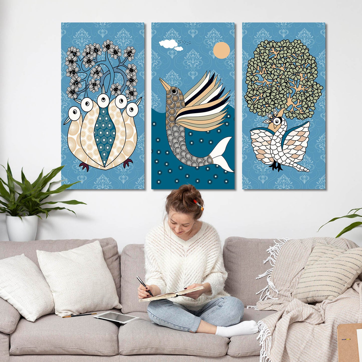 Gond Wall Art Canvas, Wall Print for Living Room Wall Decoration