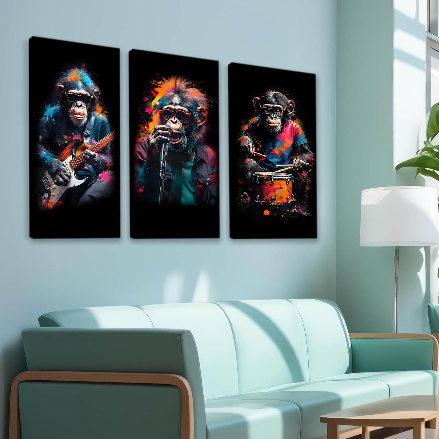 Monkey Modern Wall Art Canvas Art Print Set For Home Décor