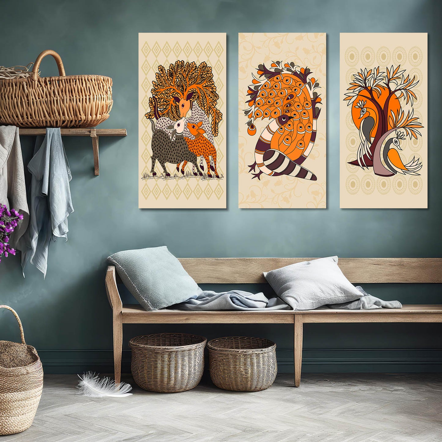 Gond Wall Art Canvas, Wall Print for Living Room Wall Decoration