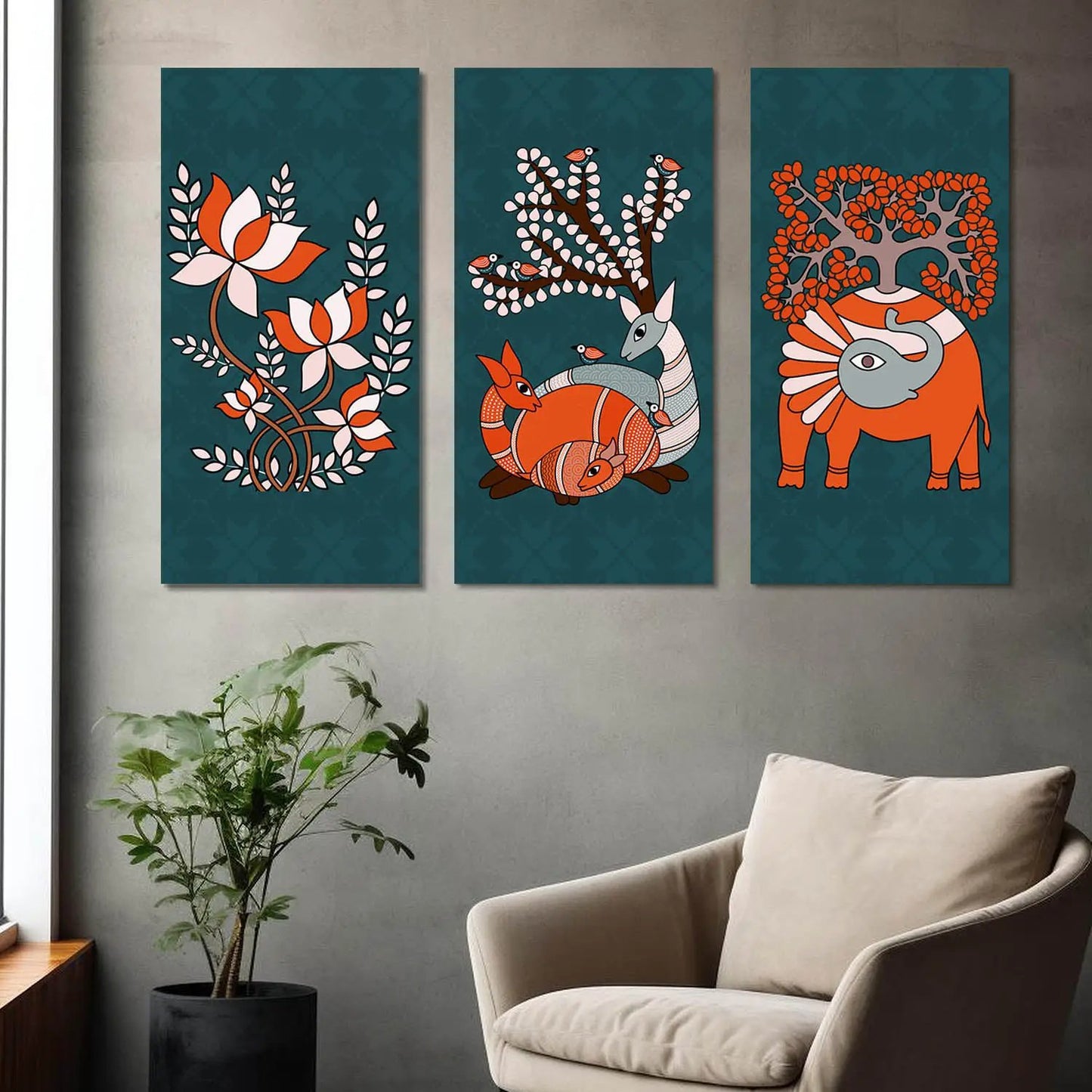 Gond Wall Art Canvas, Wall Print for Living Room Wall Decoration