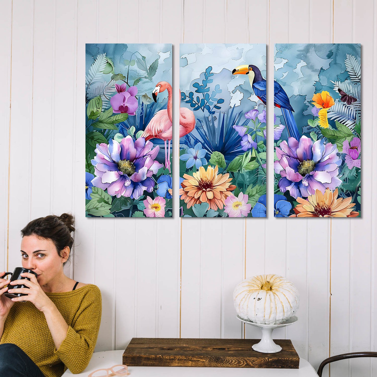 Floral Wall Art Canvas, Wall Print for Living Room Wall Decoration