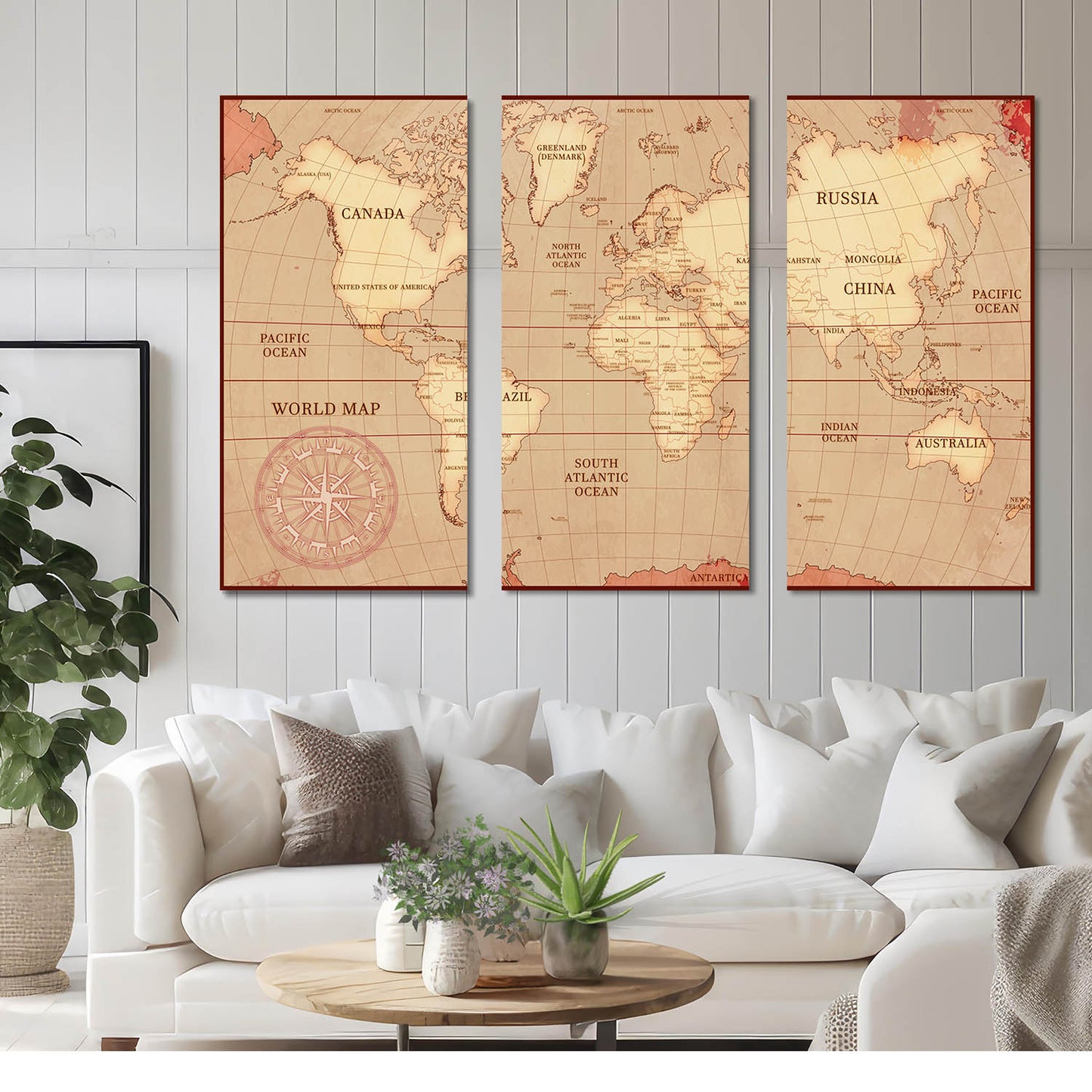 Map Wall Art Canvas, Wall Print for Living Room Wall Decoration