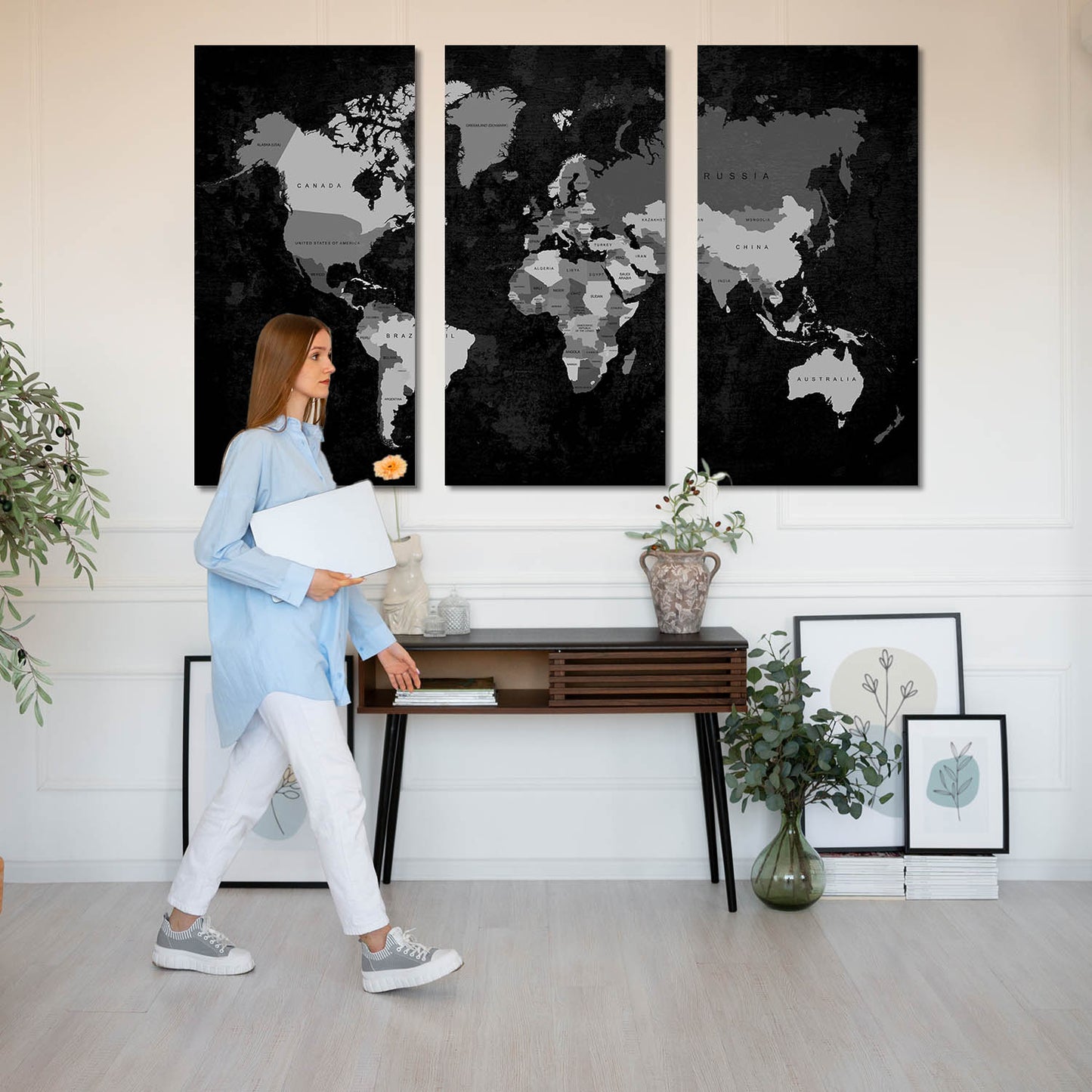 Map Wall Art Canvas, Wall Print for Living Room Wall Decoration