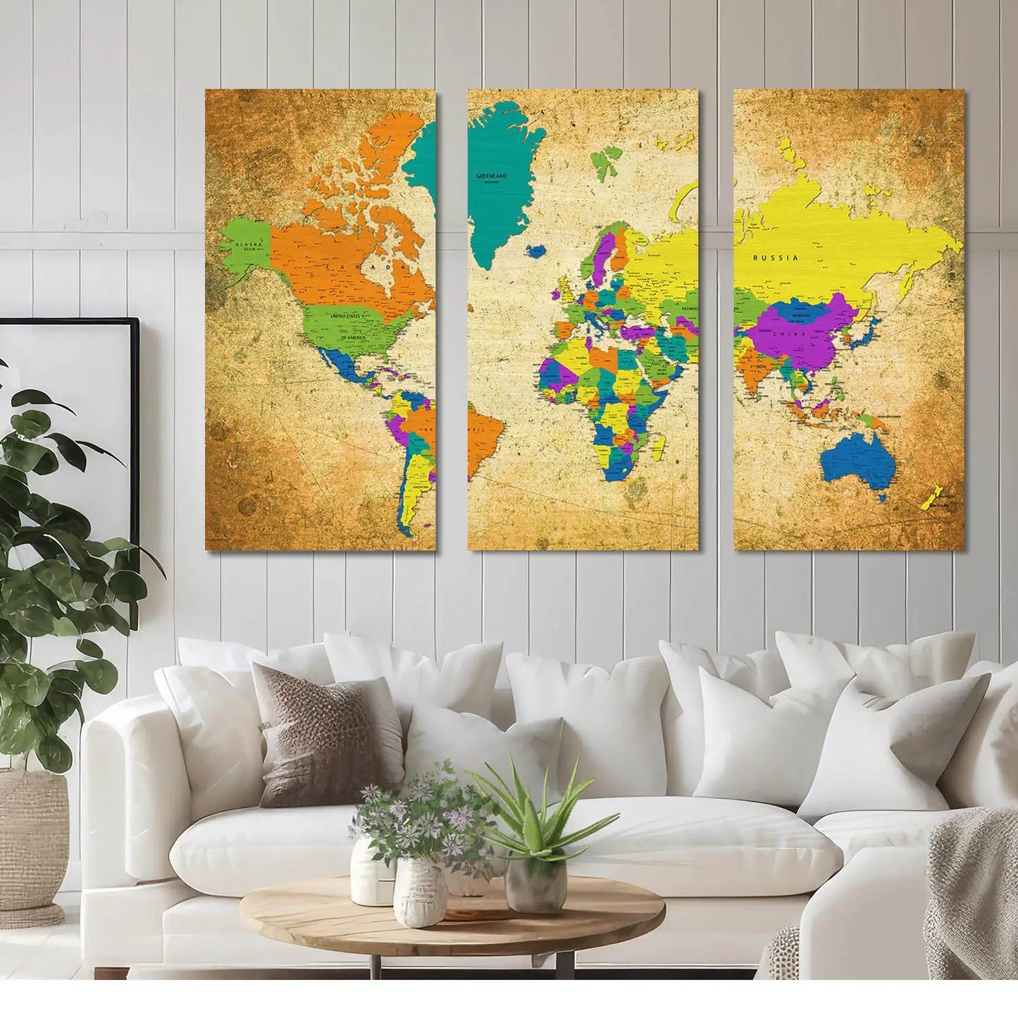 Map Wall Art Canvas, Wall Print for Living Room Wall Decoration