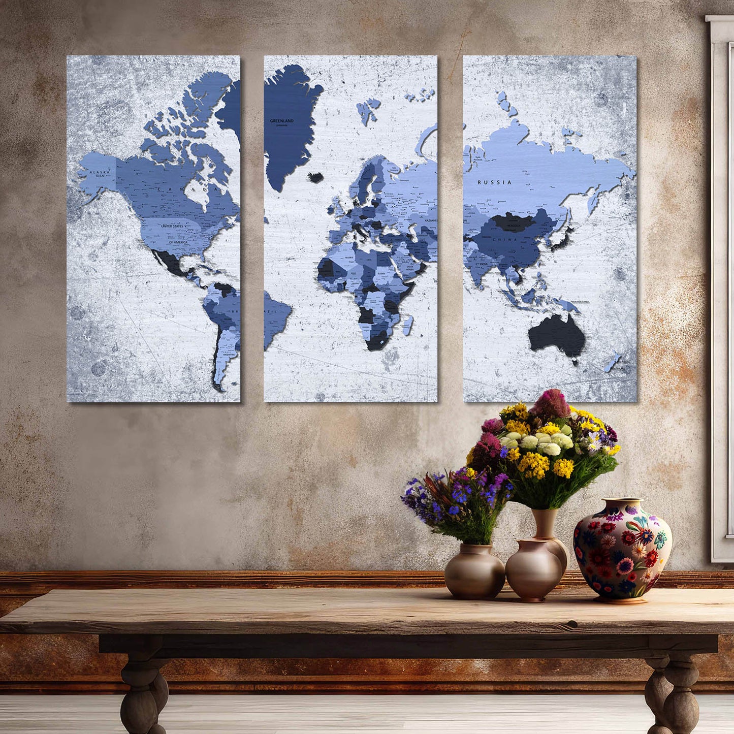 Map Wall Art Canvas, Wall Print for Living Room Wall Decoration