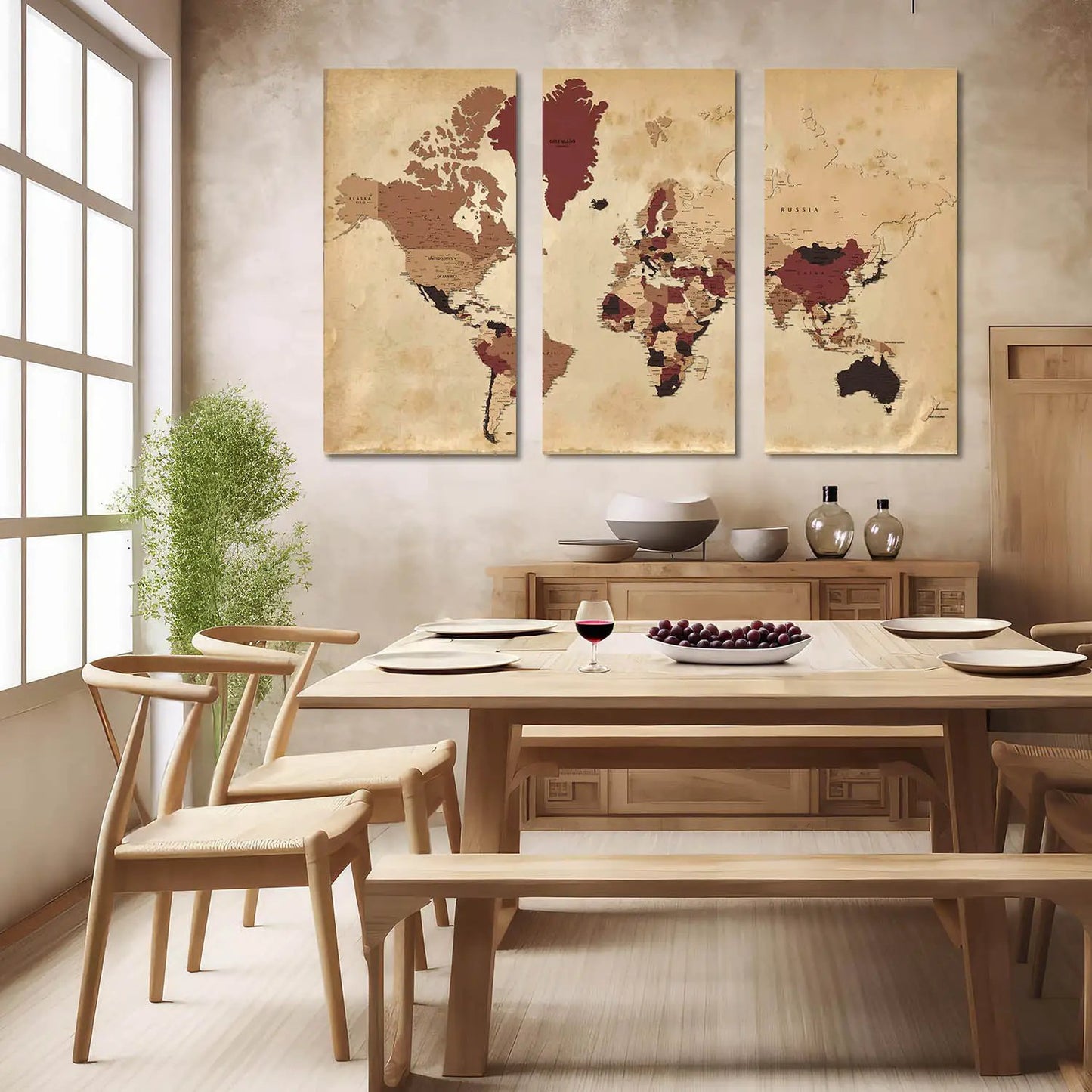 Map Wall Art Canvas, Wall Print for Living Room Wall Decoration