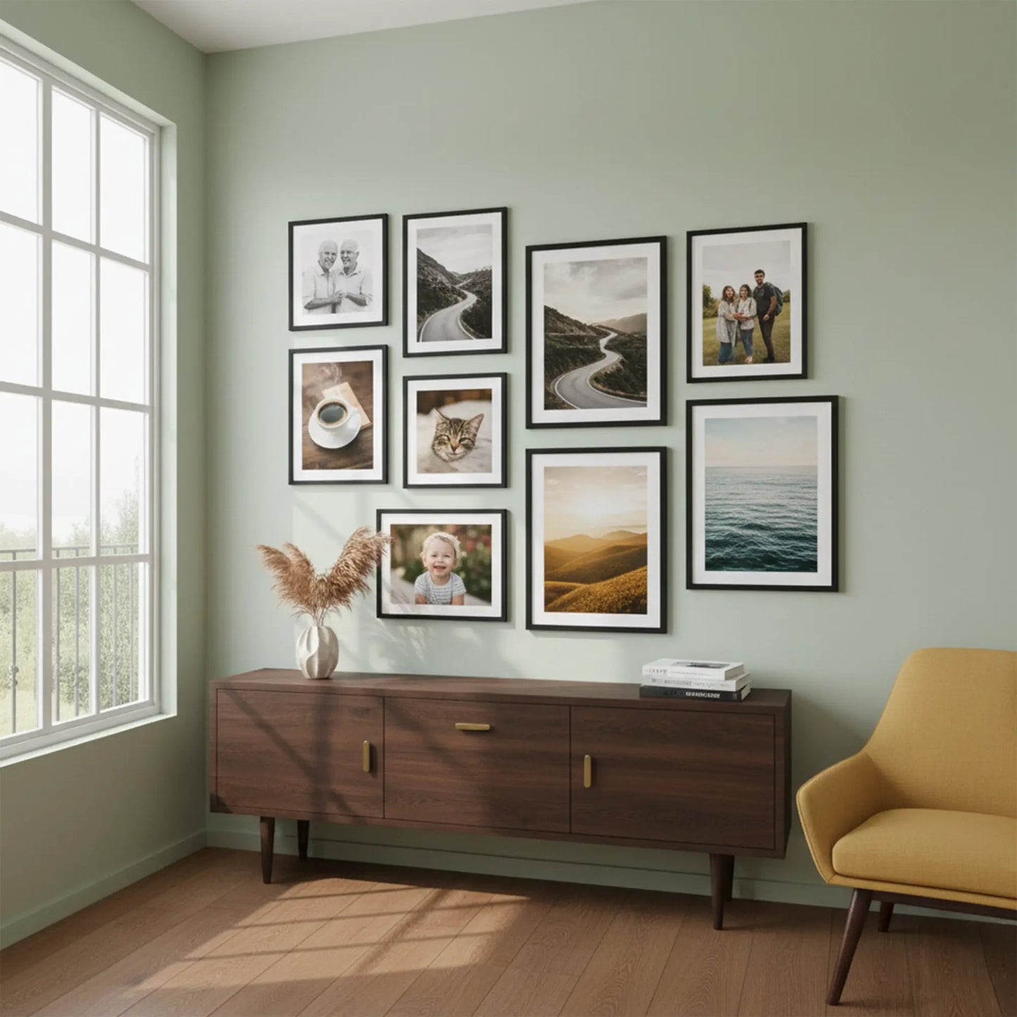 Photo Frame For Wall decoration | Wooden Frames For living room Office | Aesthetic Frames For Wall Decor Gifts | Photo frame for Home Decor Bedroom | Set of 9