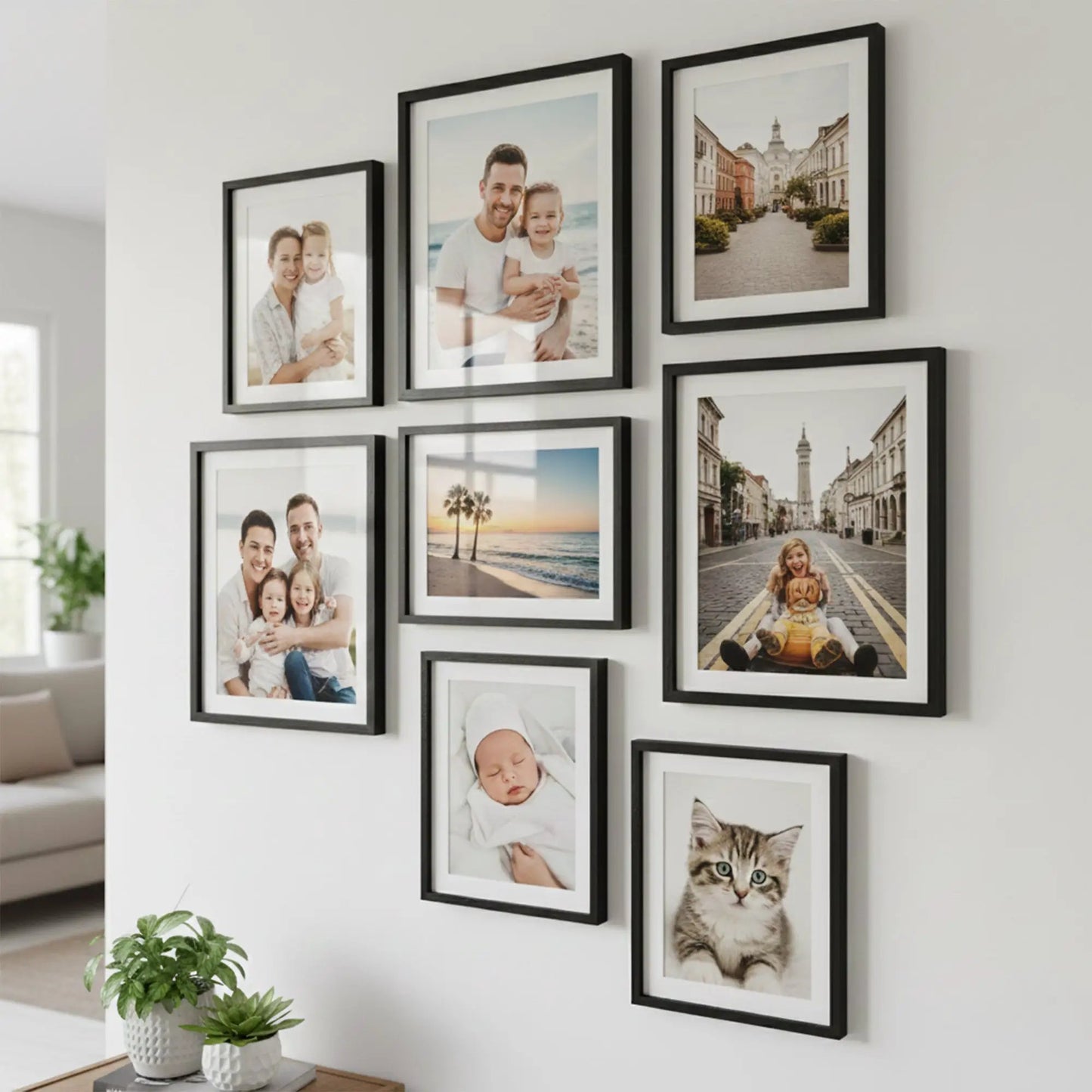 Photo Frame For Wall | Aesthetic Collage Picture Frames For Wall Decor | Rectangular Photo Frames For Home Decor Office Livingroom Bedroom | Set of 8