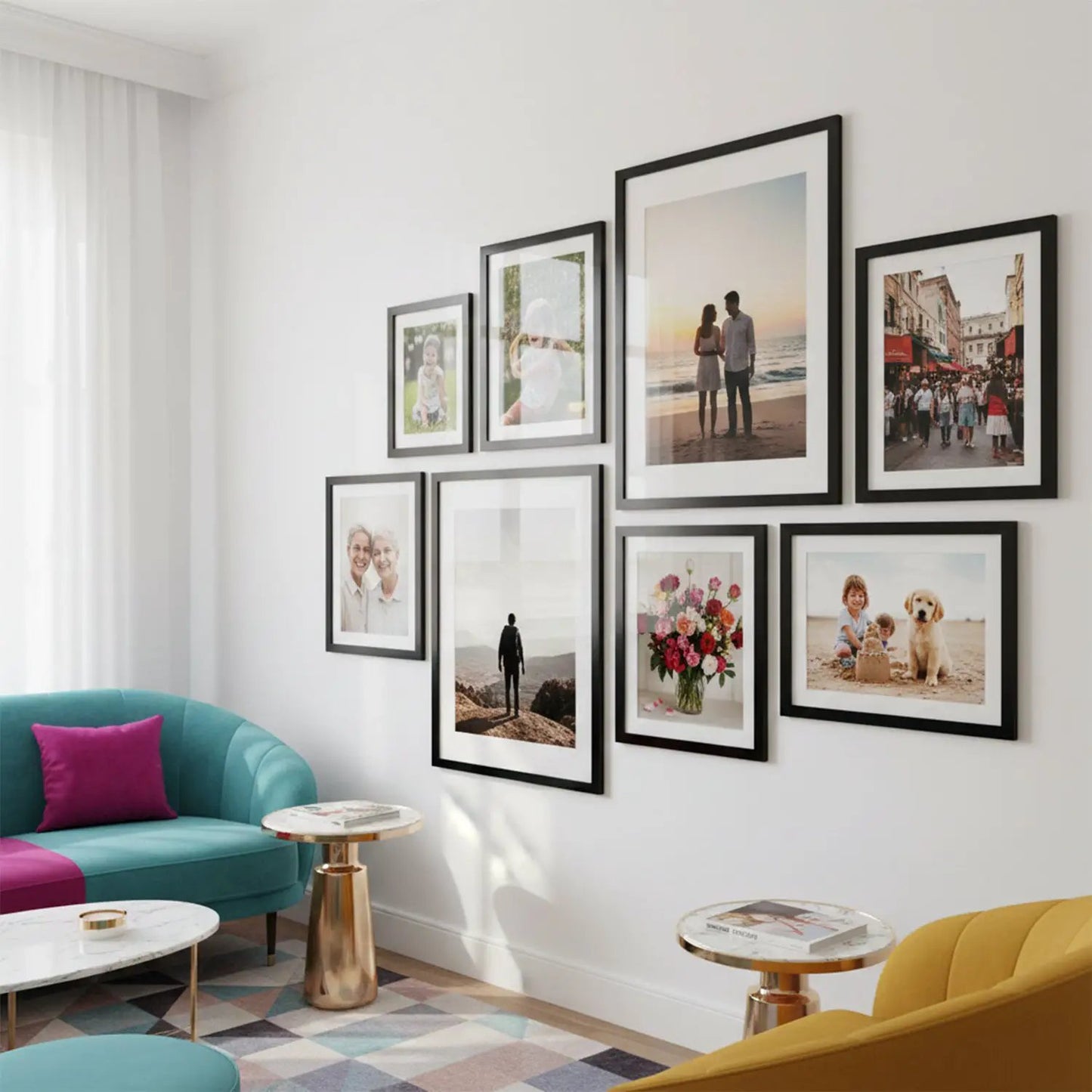 Photo Frame For Wall Decor | Collage Picture Frames For Wall Decor | Aesthetic Rectangular Photo Frames For Home Decor Office Livingroom Bedroom | Set of 8