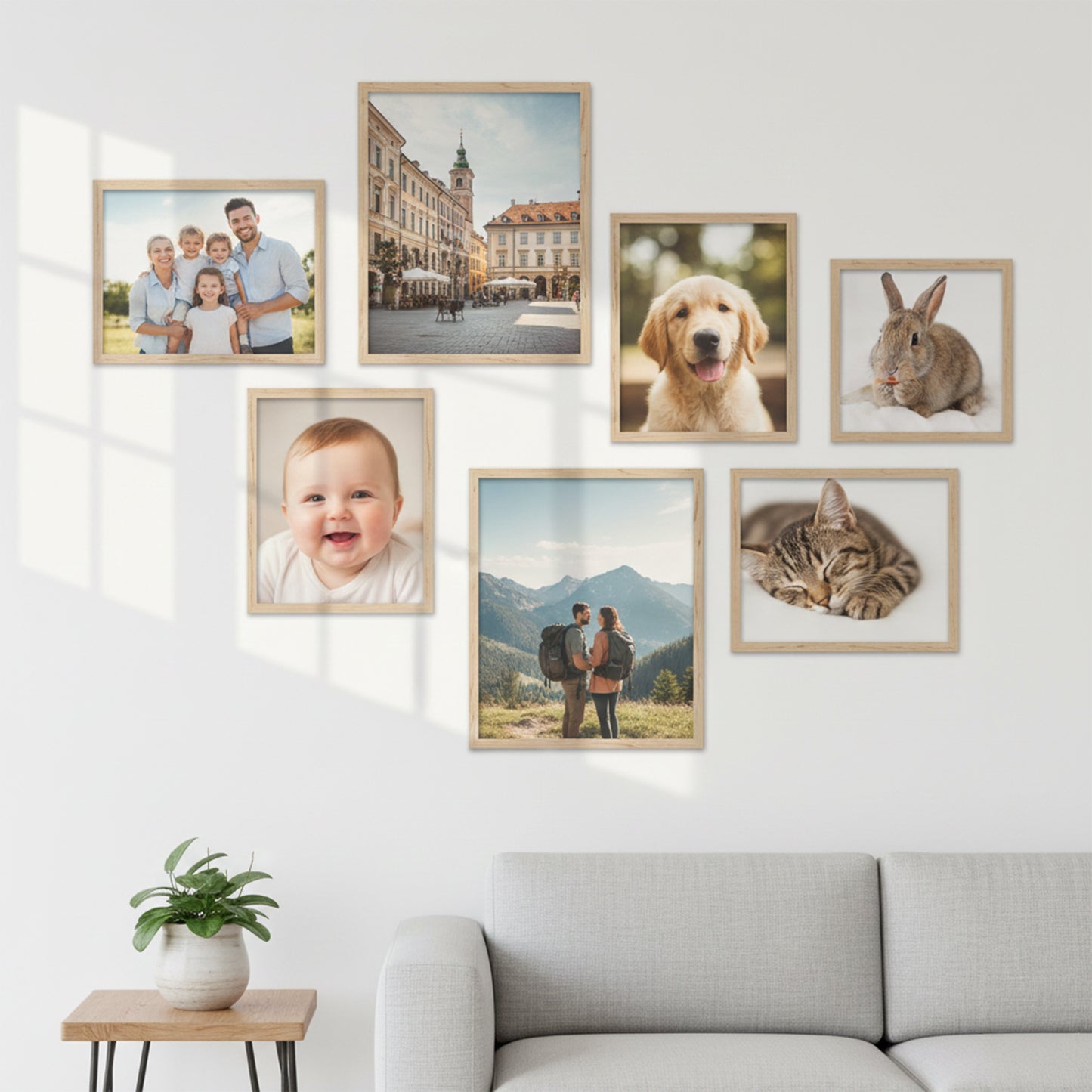 Photo Frame For Wall Decor | Wooden Frames For Wall Decoration | Aesthetic Collage Picture Frames | Rectangular Photo Frame For Home Decor Office | Set of 7