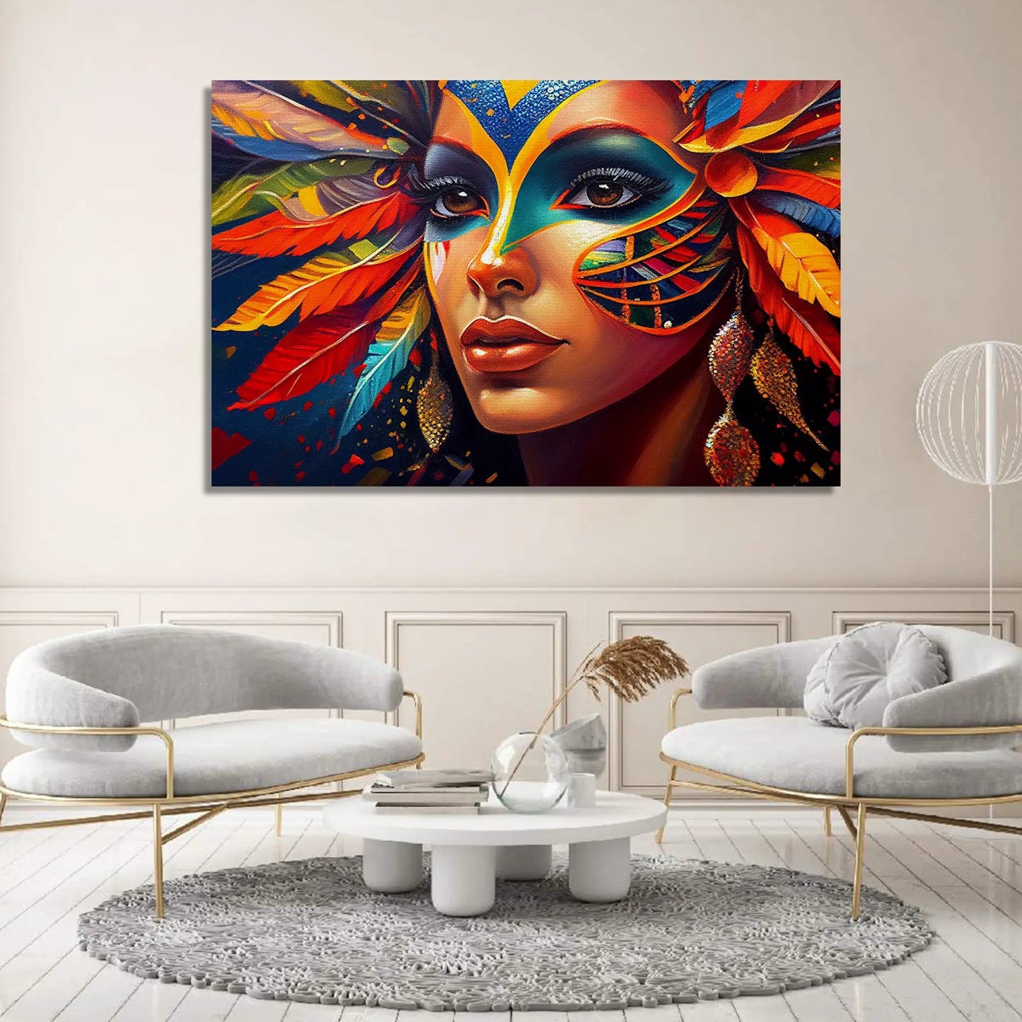 Vibrant Colors Ethnic Brazilian Women Art Canvas Painting-Kotart