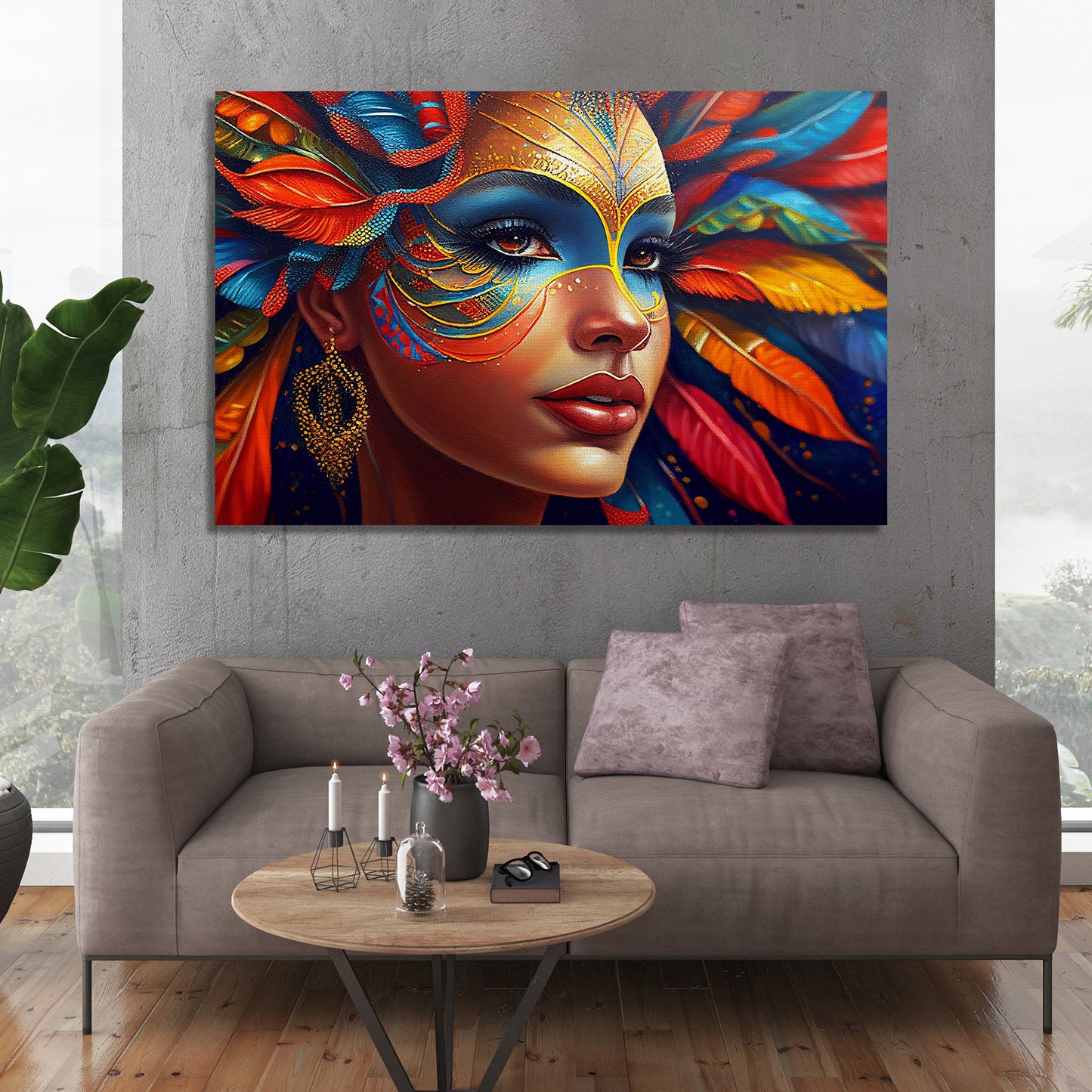 Vibrant Colors Ethnic Brazilian Women Art Canvas Painting-Kotart
