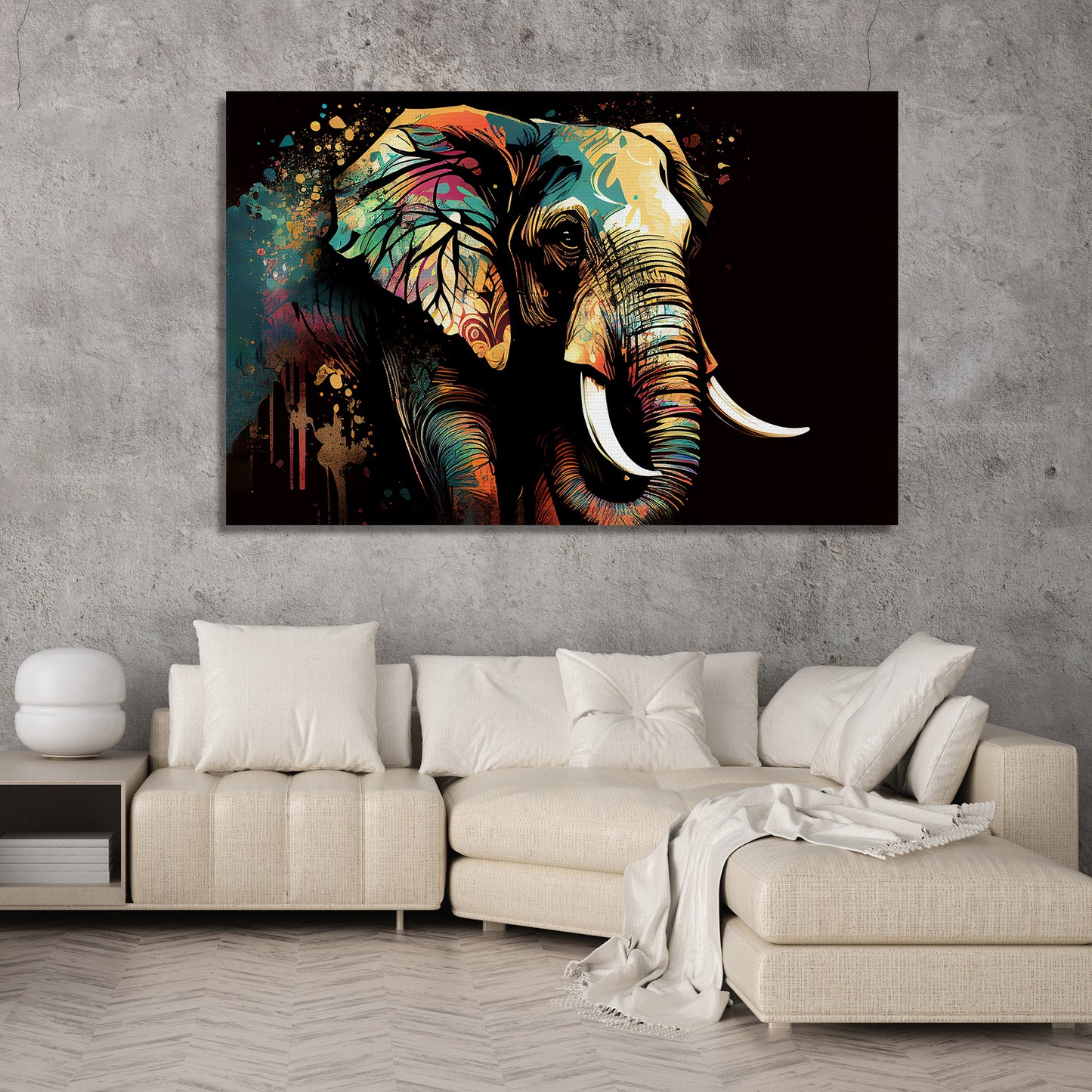 Colorful Elephant Art Canvas Painting-Kotart