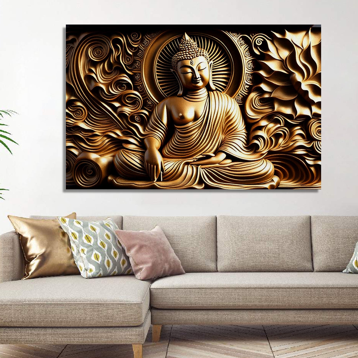 Golden Buddha Printed Canvas Painting-Kotart