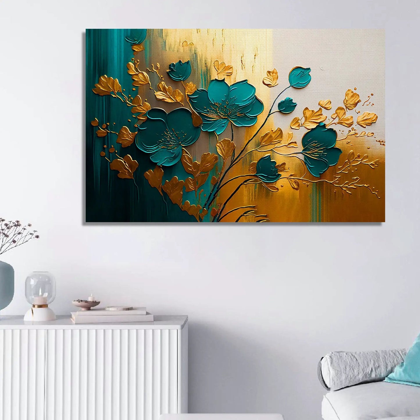 Nature Inspired Modern Art Green Color Canvas Painting-Kotart