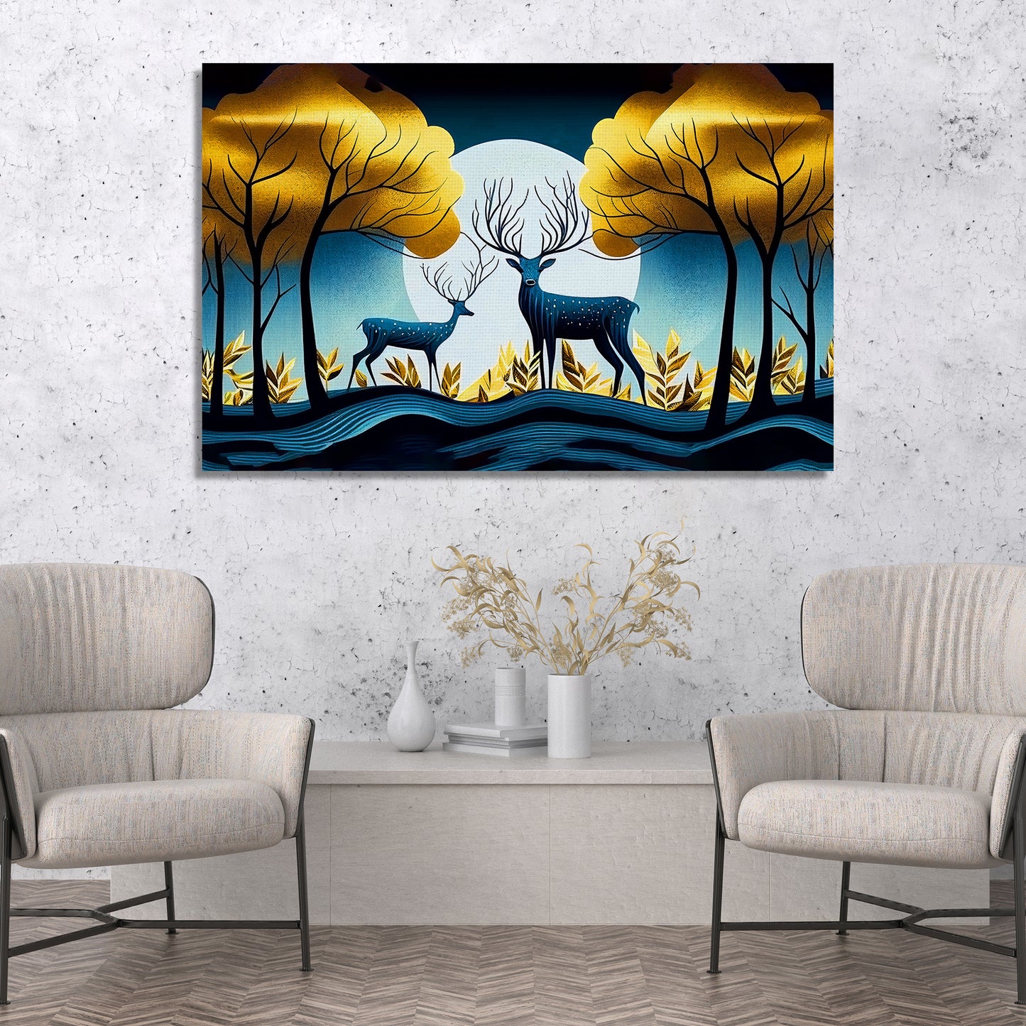 Nature Inspired Modern Deer Art Canvas Painting-Kotart