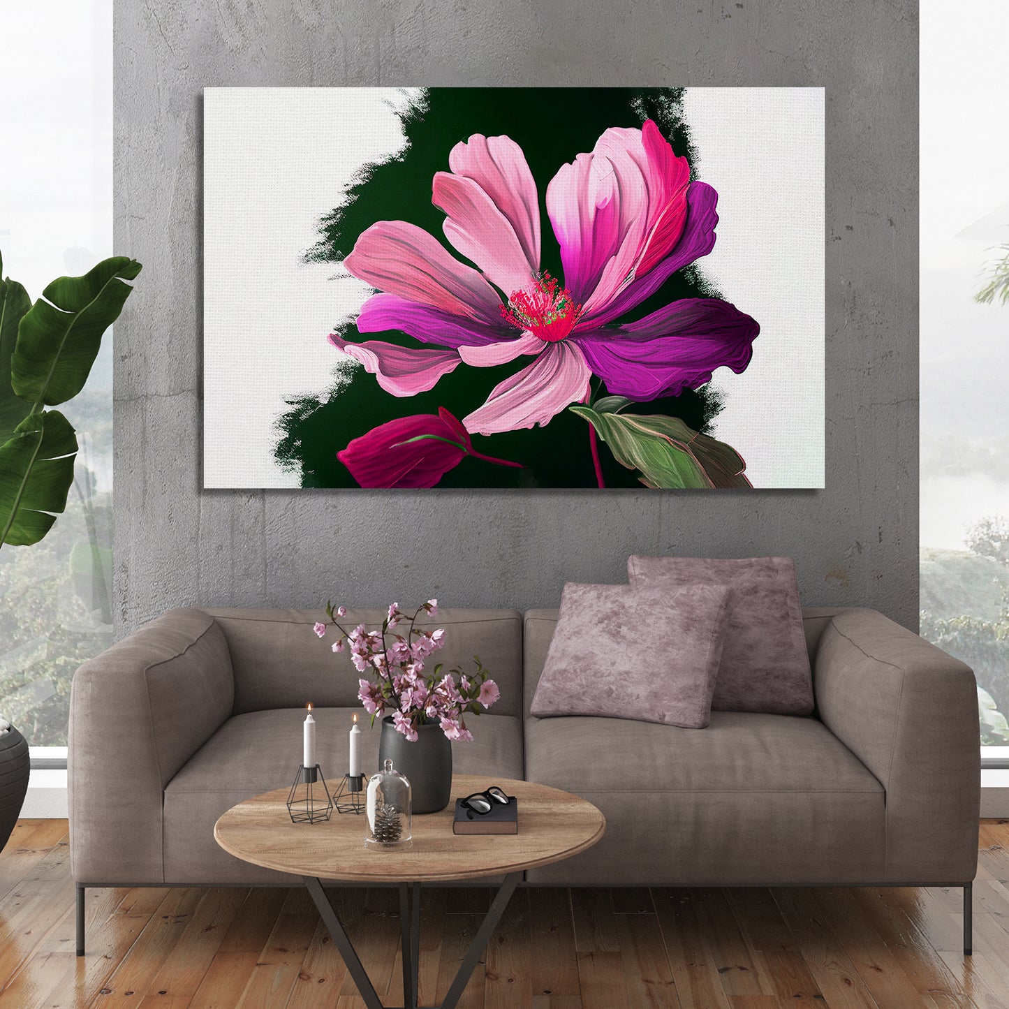 Modern Floral Art Canvas for Wall Decor - Pink-Kotart