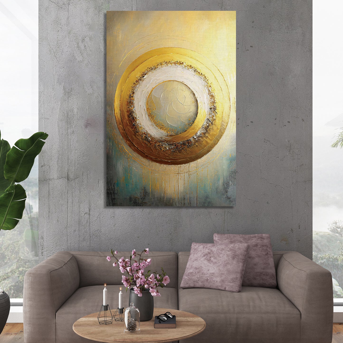 Modern Art Golden Canvas Painting - Classy Abstract Art Canvas for Living Room Wall Decor-Kotart