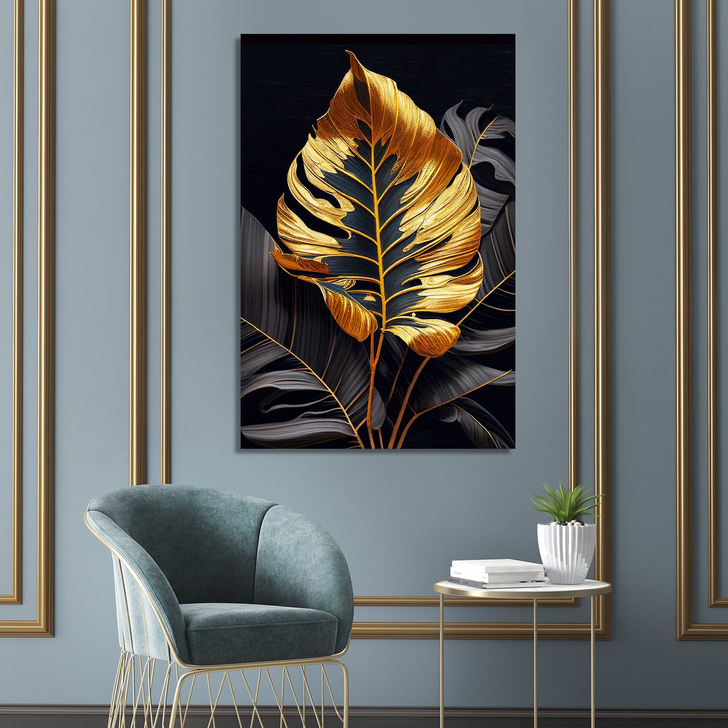 Luxury Golden Leaf Canvas Painting for Wall Decor-Kotart