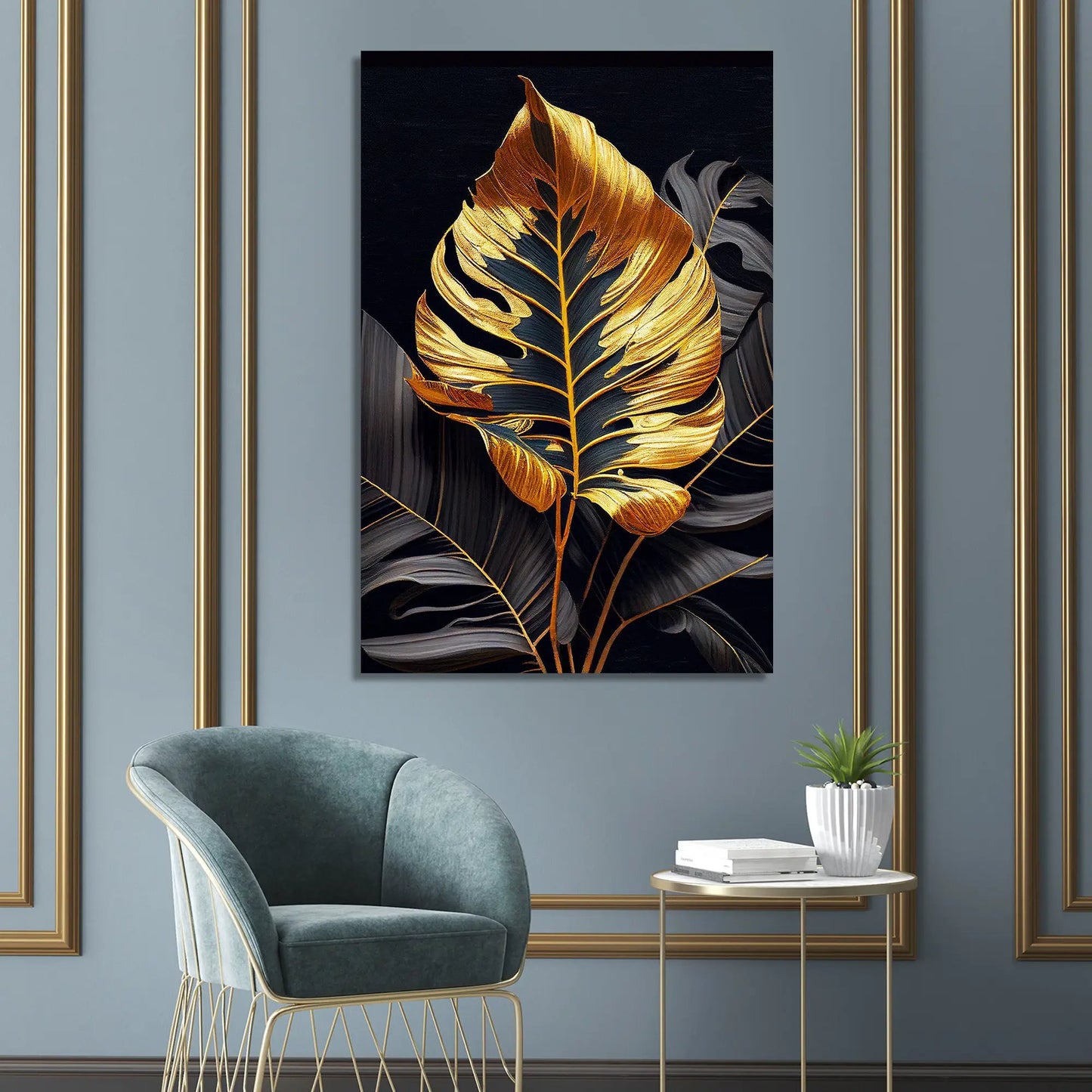 Luxury Golden Leaf Canvas Painting for Wall Decor-Kotart